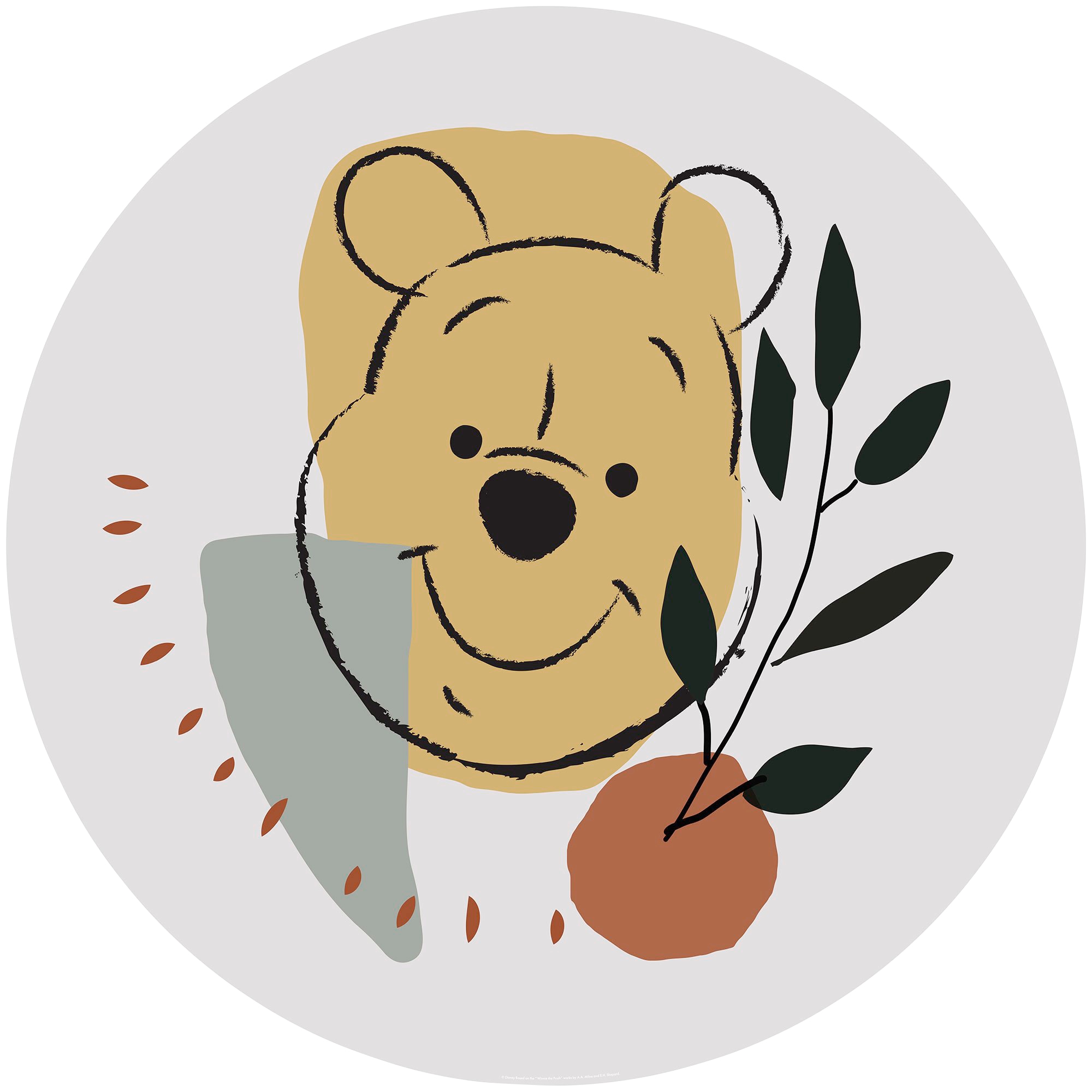 Komar Fototapete "Vlies selbstklebend - Winnie the Pooh Smile - Größe 125 x 125 cm" bedruckt glatt Kinderzimmer