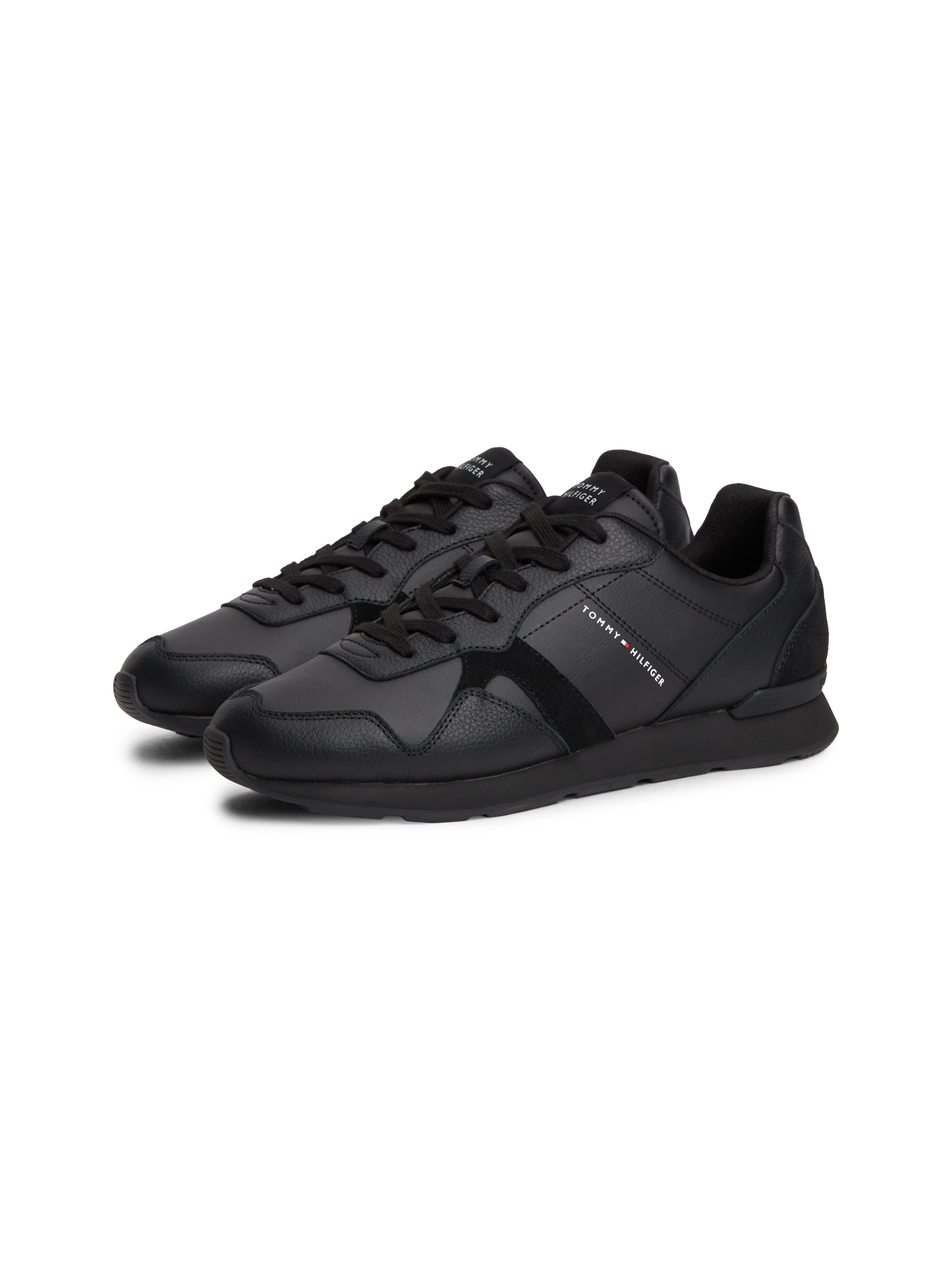 Tommy Hilfiger Sneaker "T HILFIGER CORE LTH RUNNER" Freizeitschuh, Halbschuh, Schnürer mit Kontrastbesatz an der Ferse