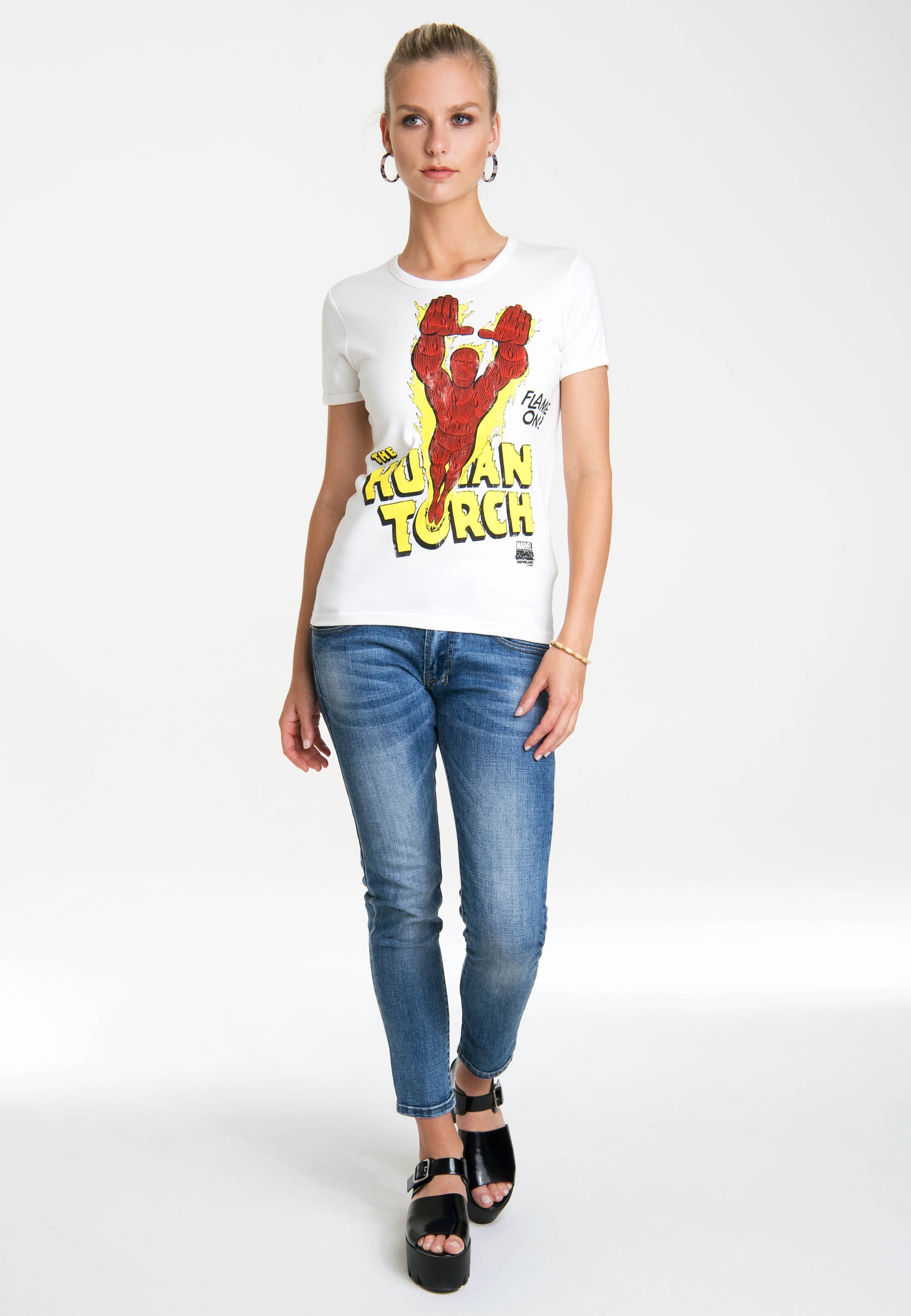 LOGOSHIRT T-Shirt »Human Torch – Flame On«, mit lizenziertem Originaldesign