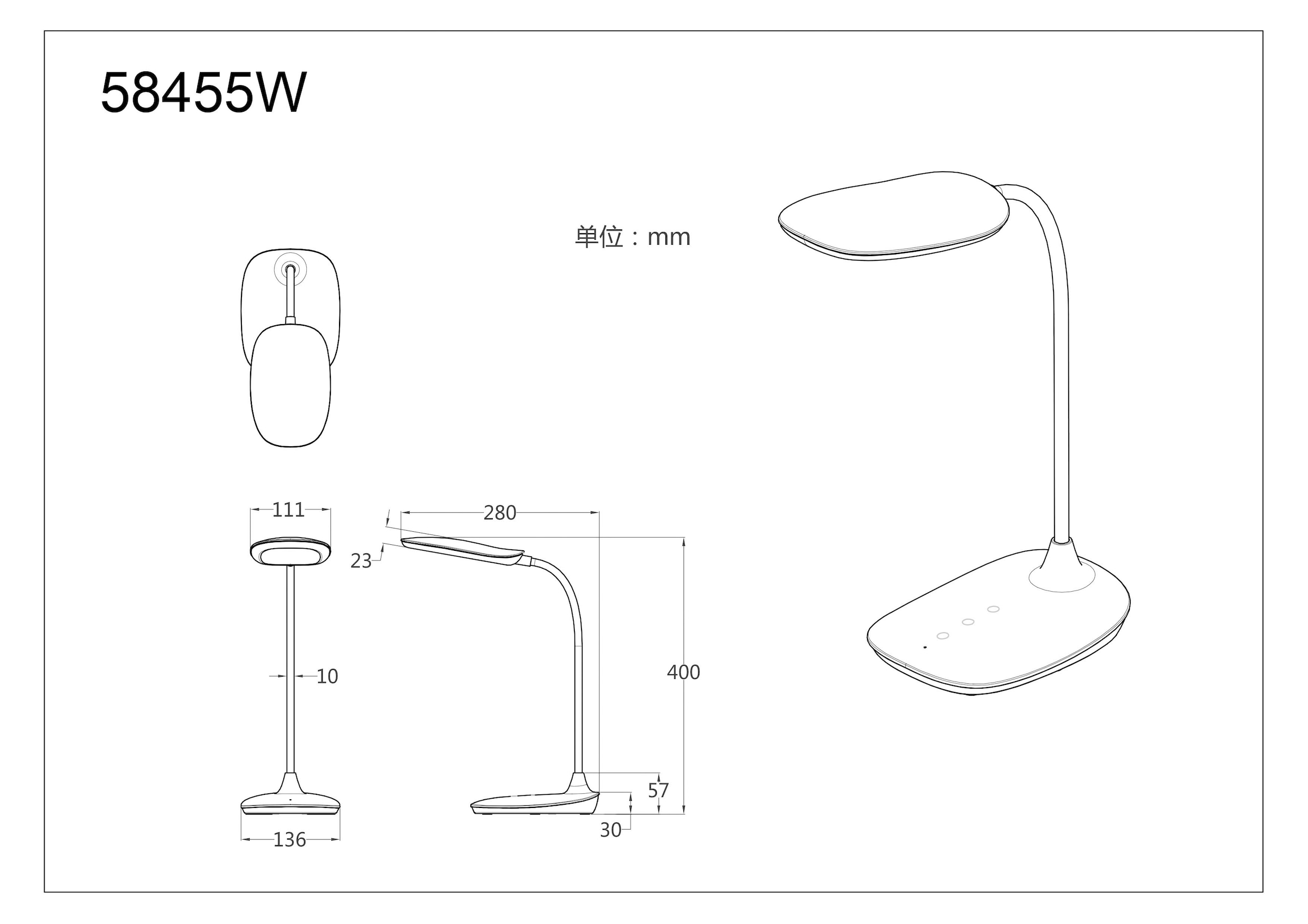 GLOBO LIGHTING LED Tischleuchte »BOTAL«, Leuchtmittel LED-Modul | LED fest integriert, Tischlampe/Arbeitszimmer/Bürotischleuchte/weiß