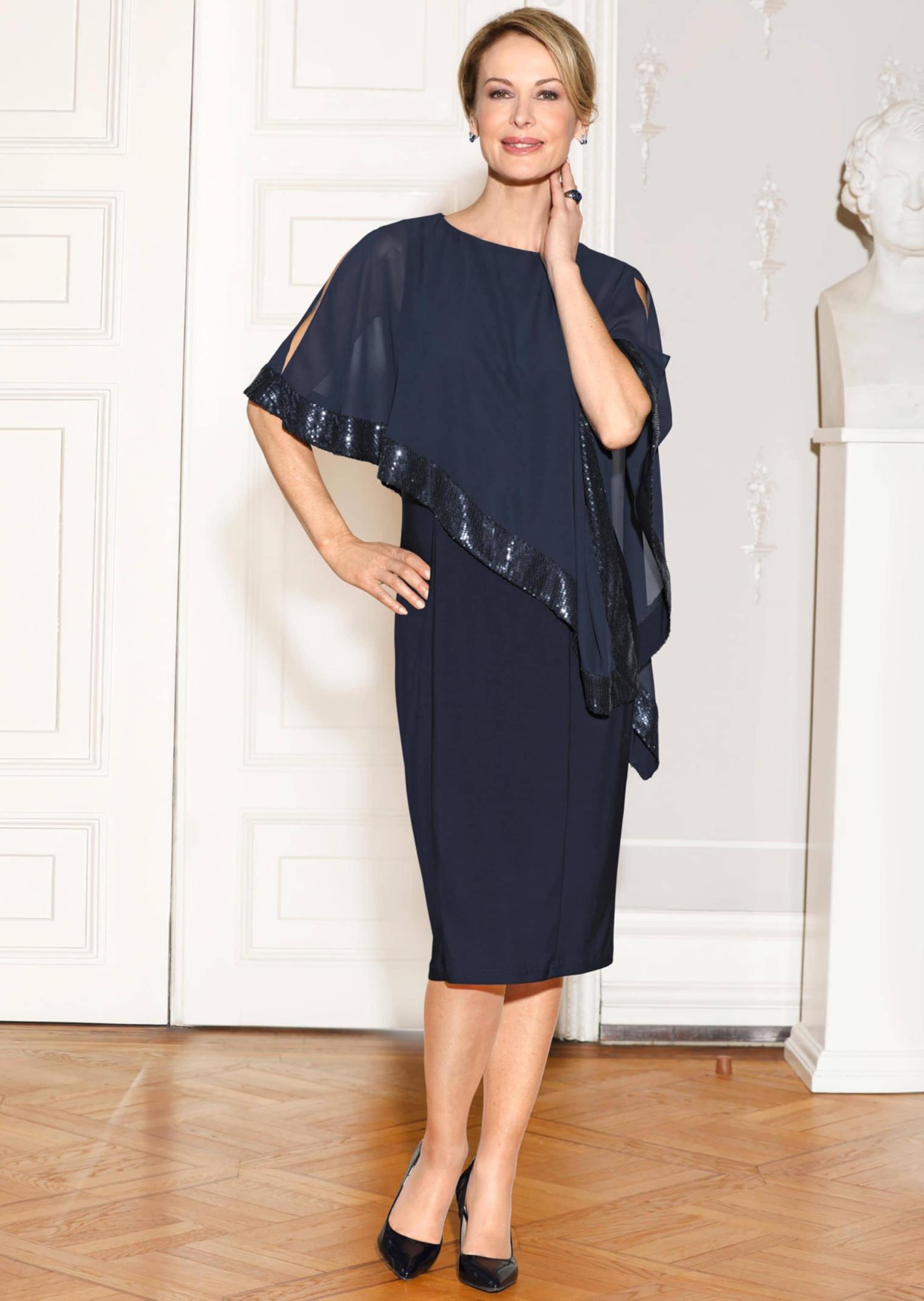 Thumbnail - GOLDNER Abendkleid "Kurzgröße Kleid mit raffiniertem Chiffonüberwurf"