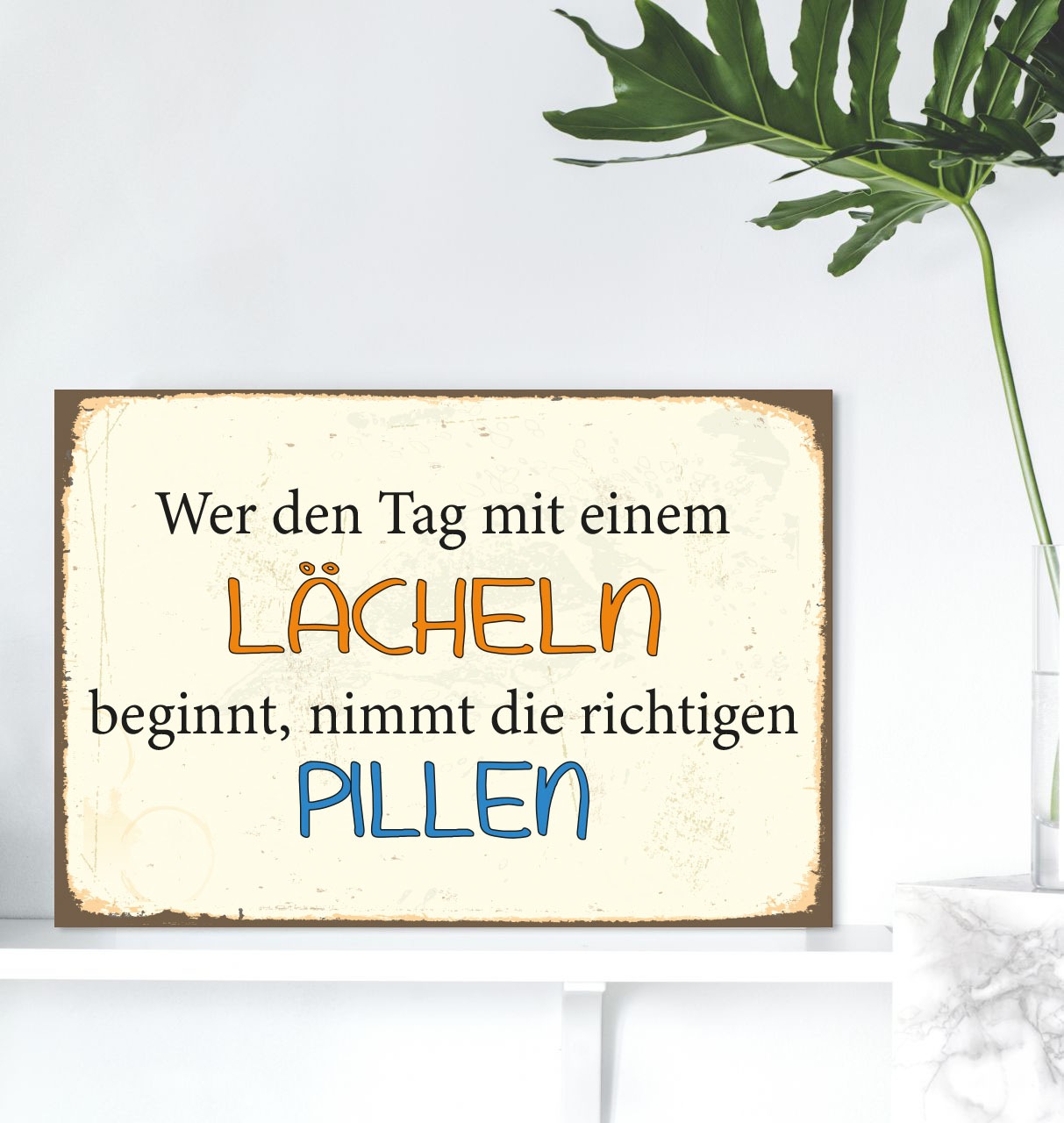 queence Metallbild "Lächeln" Motivationsbilder  Schriftzug  Sprüche  Sprüch günstig online kaufen