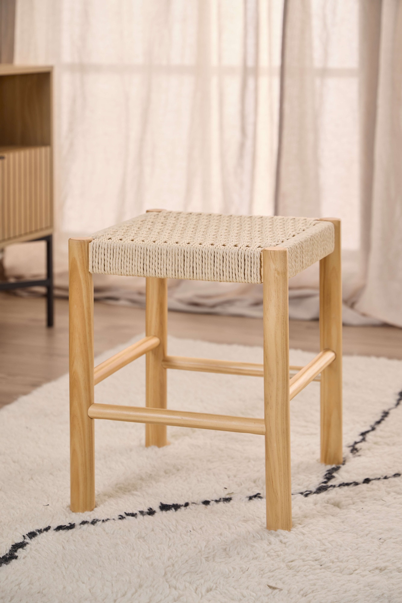 ACTONA GROUP Stuhl »Alvin, Hocker«, Hocker, off-white Papiergeflecht, mit geflochtenem Muster, 35x35x45cm