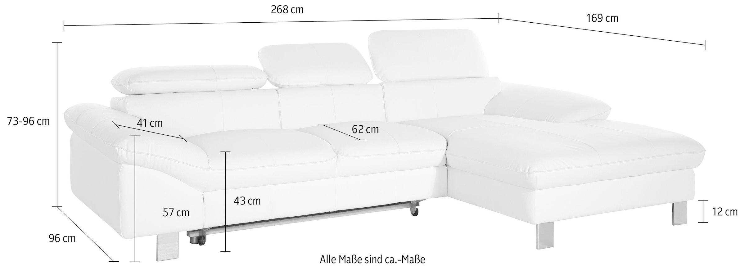 COTTA Polstergarnitur »Driver«, (Set), bestehend aus Ecksofa und Hocker, mit Kopfteilverstellung