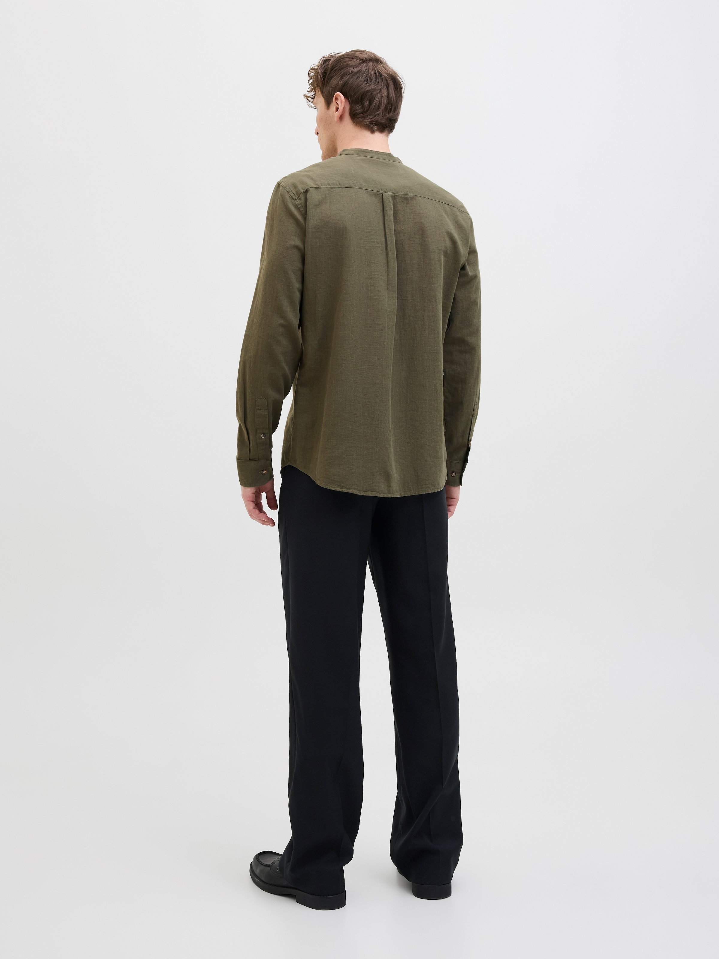 Jack & Jones Langarmhemd »JJESUMMER HALF PLACKET SHIRT LS SN«, mit Bandkragen
