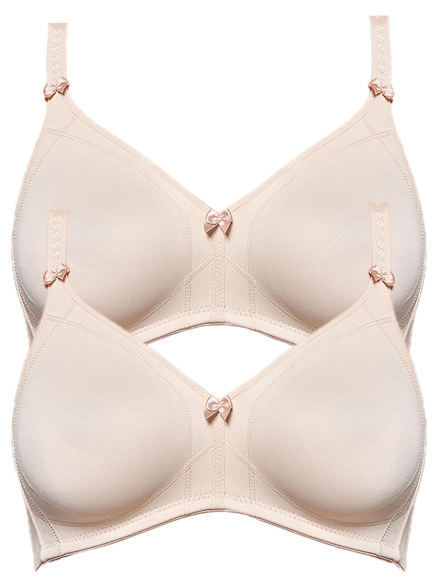 SUSA Damen Bügelloser BH "2er Pack BH ohne Bügel Topsy", Gr. 75, beige, Obermaterial: 82% Polyamid PA. 18% Elasthan EL., BHs