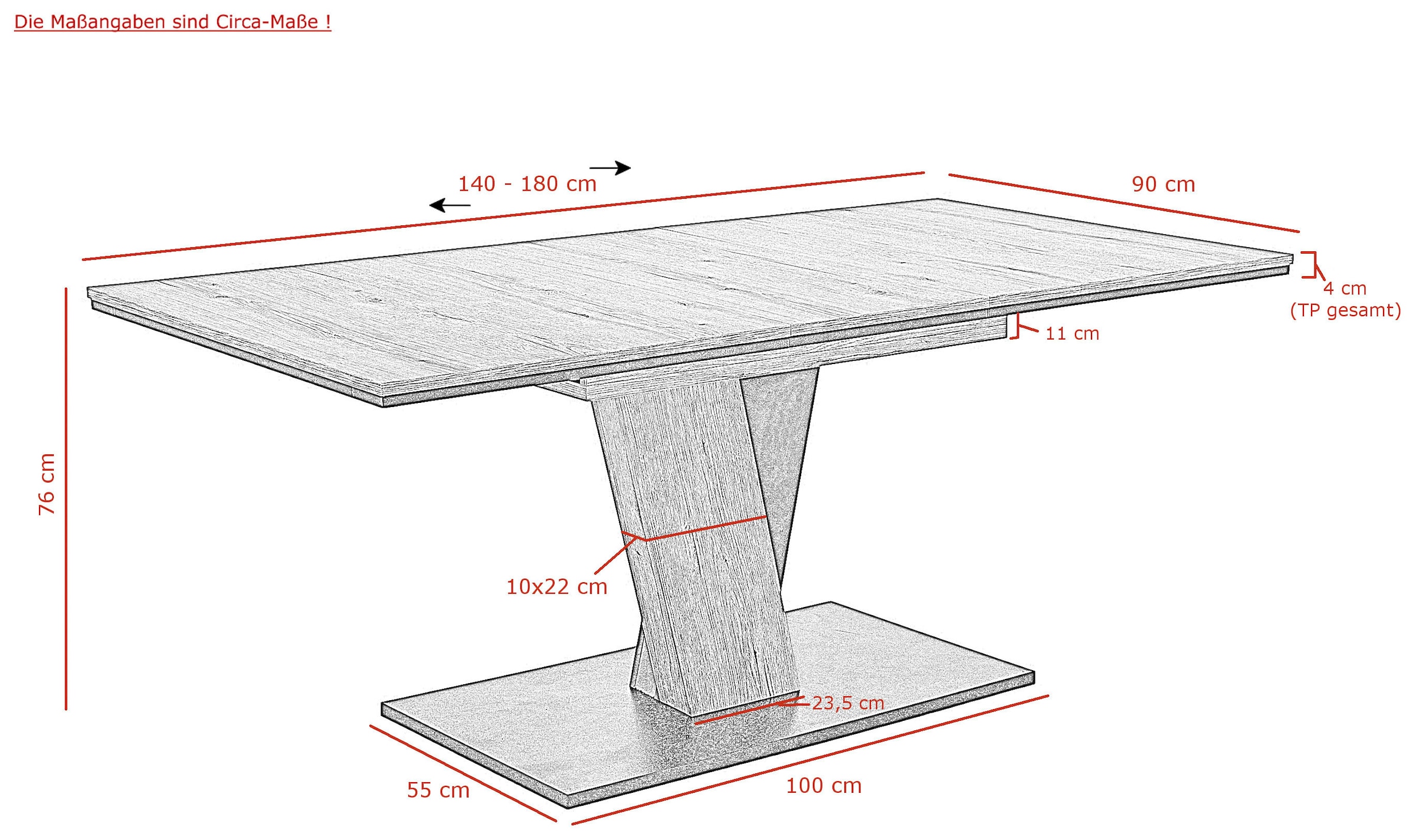 OTTO home Essgruppe »"Altona", Esstisch ausziehbar plus 6 Stühle, TOPSELLER!« Esstisch ausziehbar 140 - 180 cm, 6 Freischwinger, 7 tlg. tlg. Säulentisch 140-180x90 cm, Stuhl mit Federkorb, 140 kg belastbar