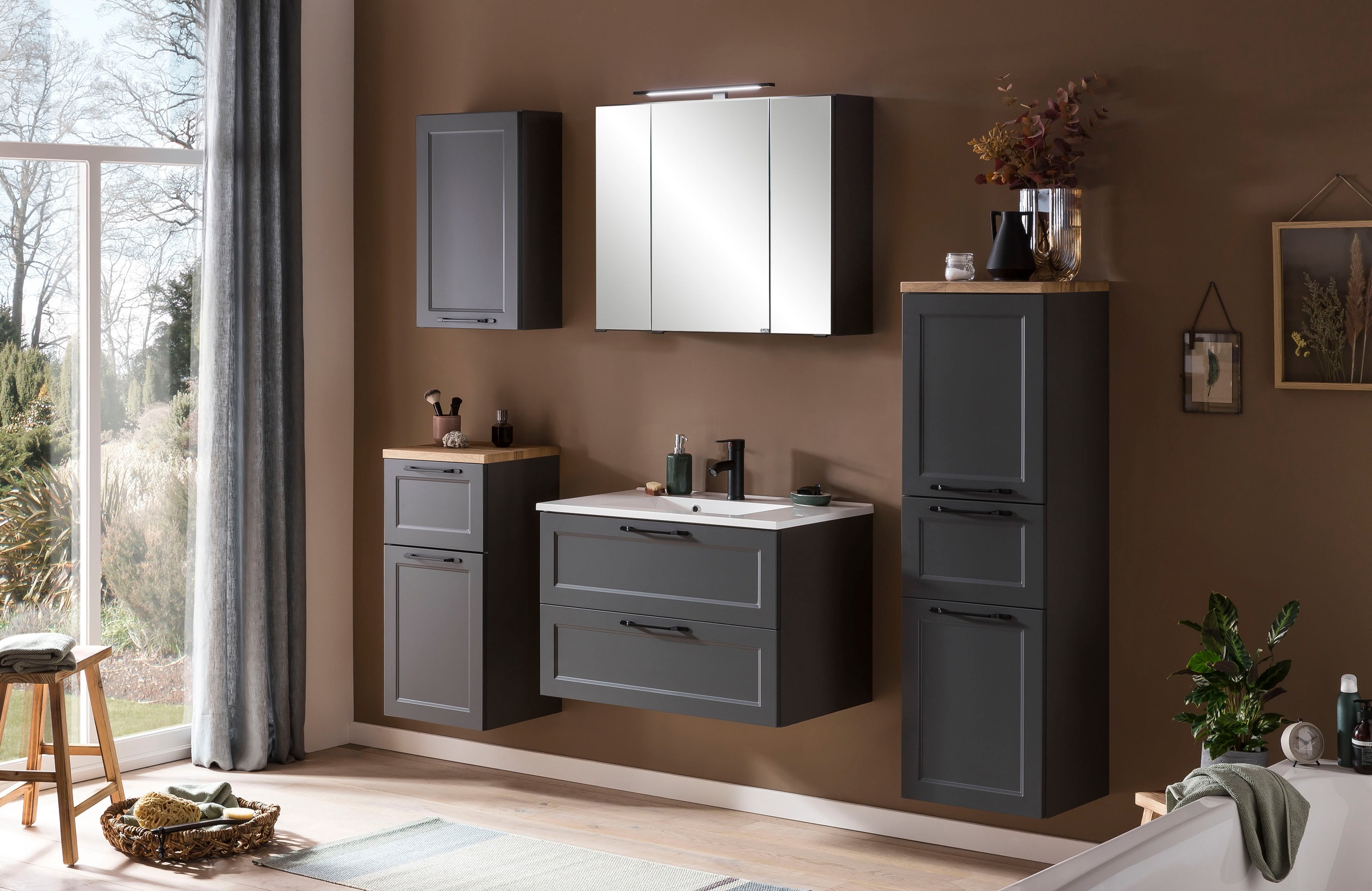 welltime Badmöbel-Set »Lana«, (Komplett-Set, 2 St.), Badezimmer-Set, 2-teilig, inkl. Waschbecken, 80 cm breit