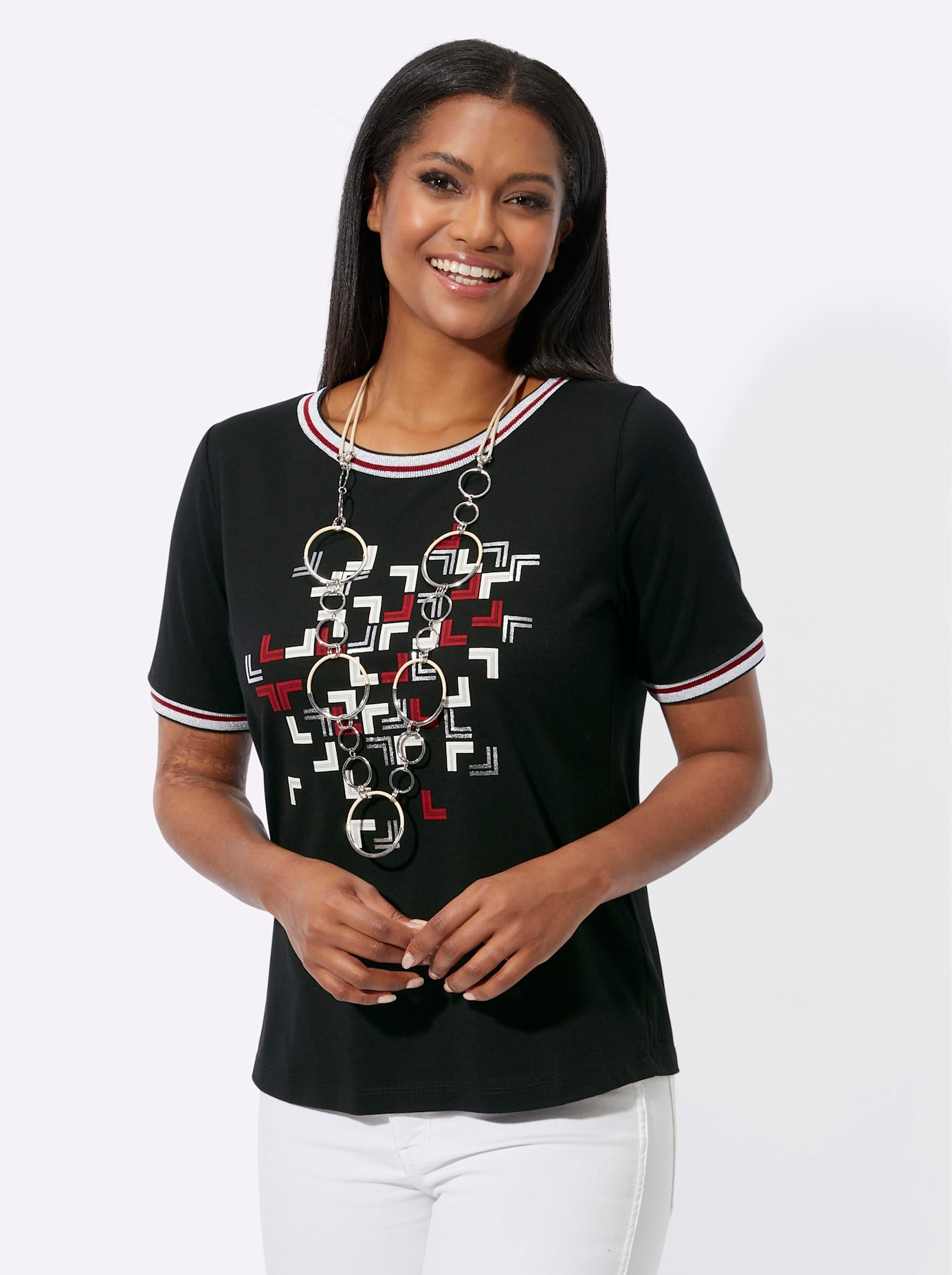 Inspirationen Kurzarmshirt "Rundhals-Shirt" 1 Stk. tlg. günstig online kaufen