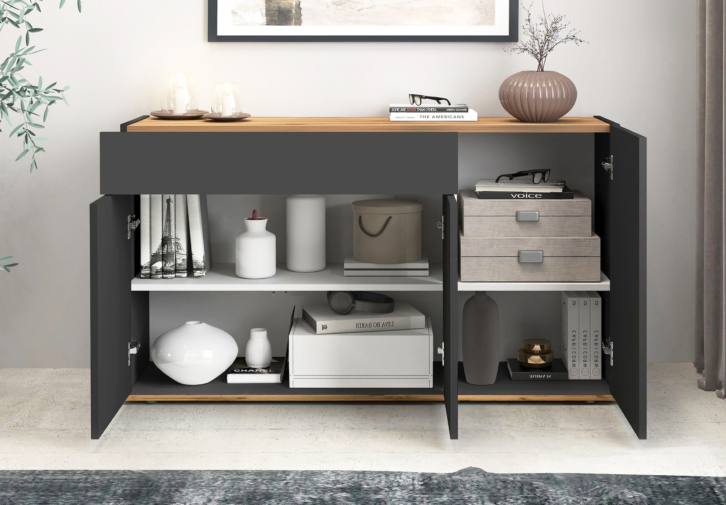 INOSIGN Sideboard »Garda, Kommode, Schrank, Kredenz«, 3 Türen, 1 Schublade, grifflos Breite 120,1 cm