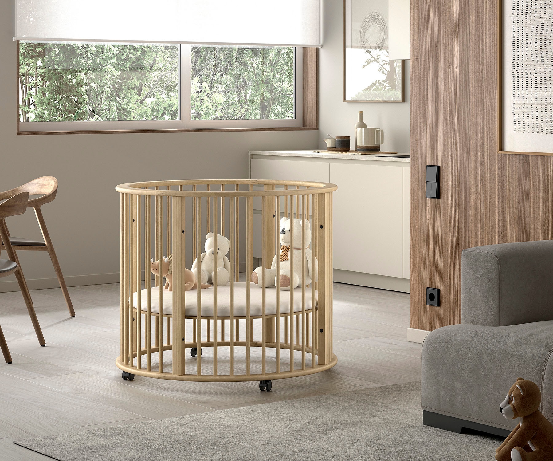 Vipack Laufgitter »Dino auf Rollen mit 2 Bremsen, universell einsetzbar, Made in Europe« bis 15 kg hochwertig verarbeitet, Buche massiv, verschiedene Farben erhältlich