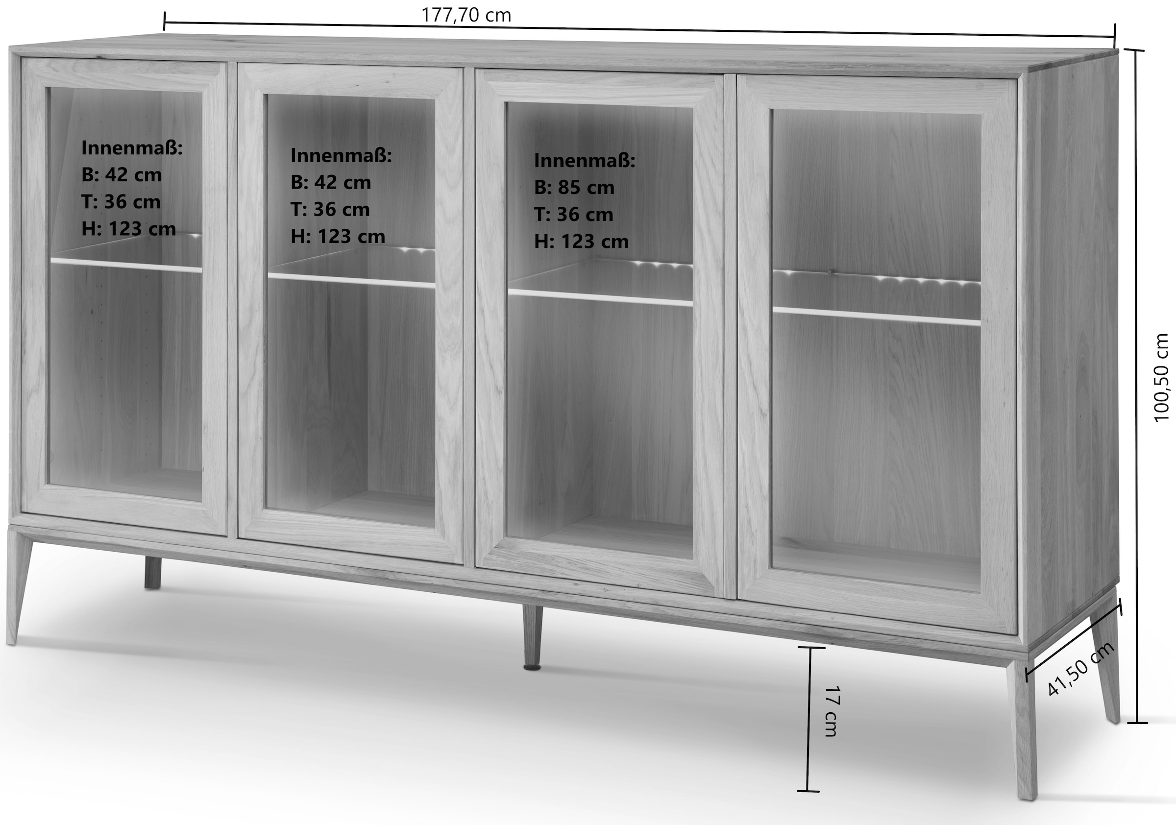 Home affaire Sideboard »Koda«, inklusive Beleuchtung, Glasböden verstellbar