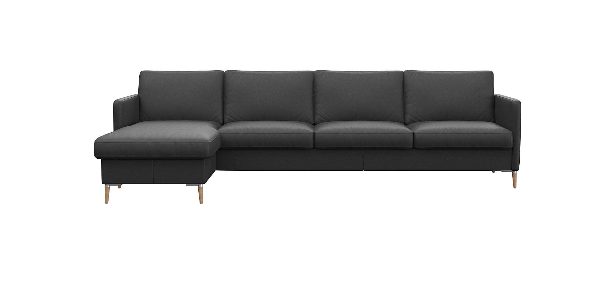 FLEXLUX Ecksofa "Fiore, super Sitzkomfort durch Kaltschaum im Sitz, L-Form" schmale Armlehnen, Füße Alu+ Eiche