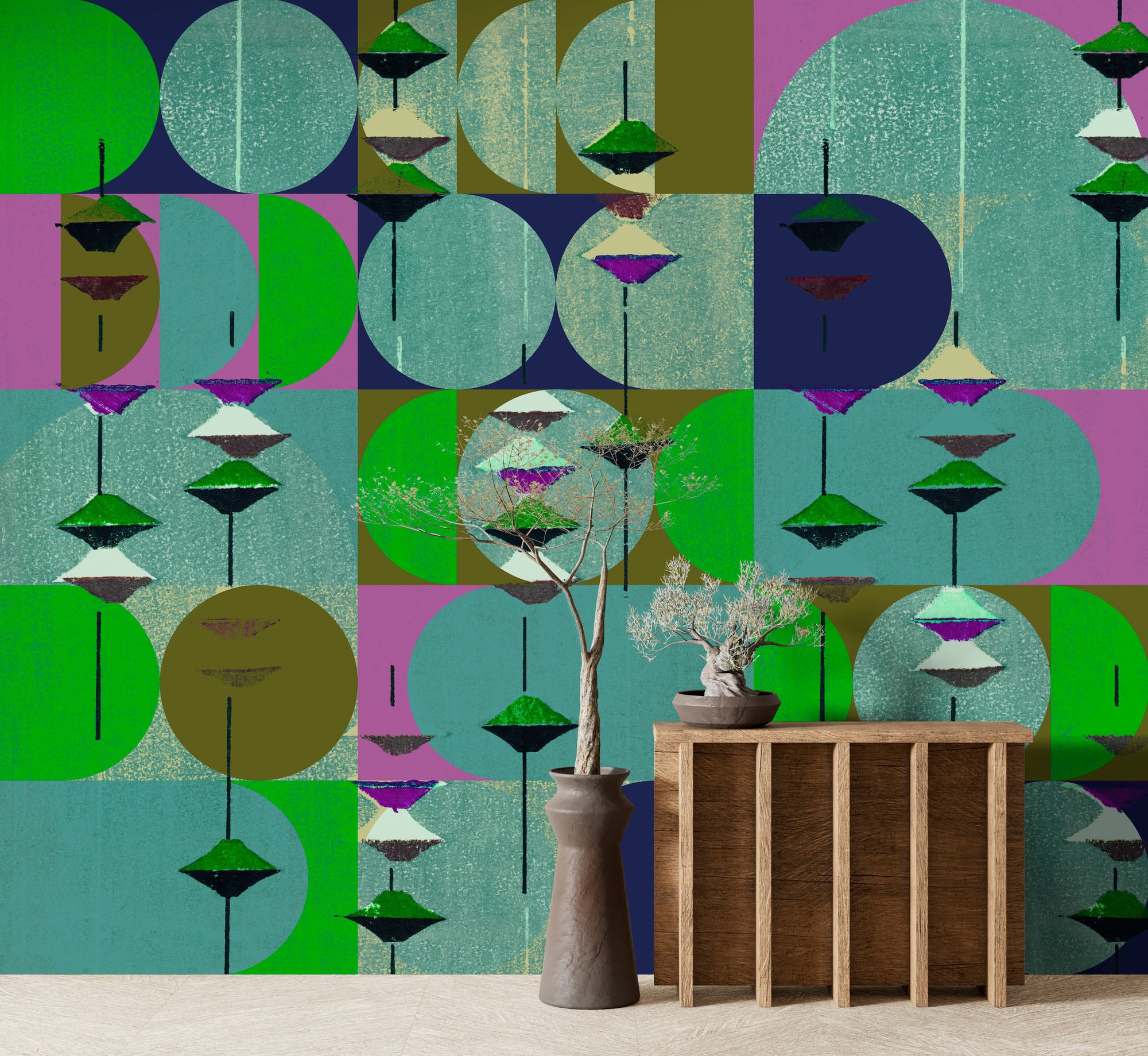 living walls Fototapete »Walls by Patel 5 Fototapete Abstrakte Kreise« geometrisch glatt Abstrakte Kreise auf 200 g/m² Premium-Vlies