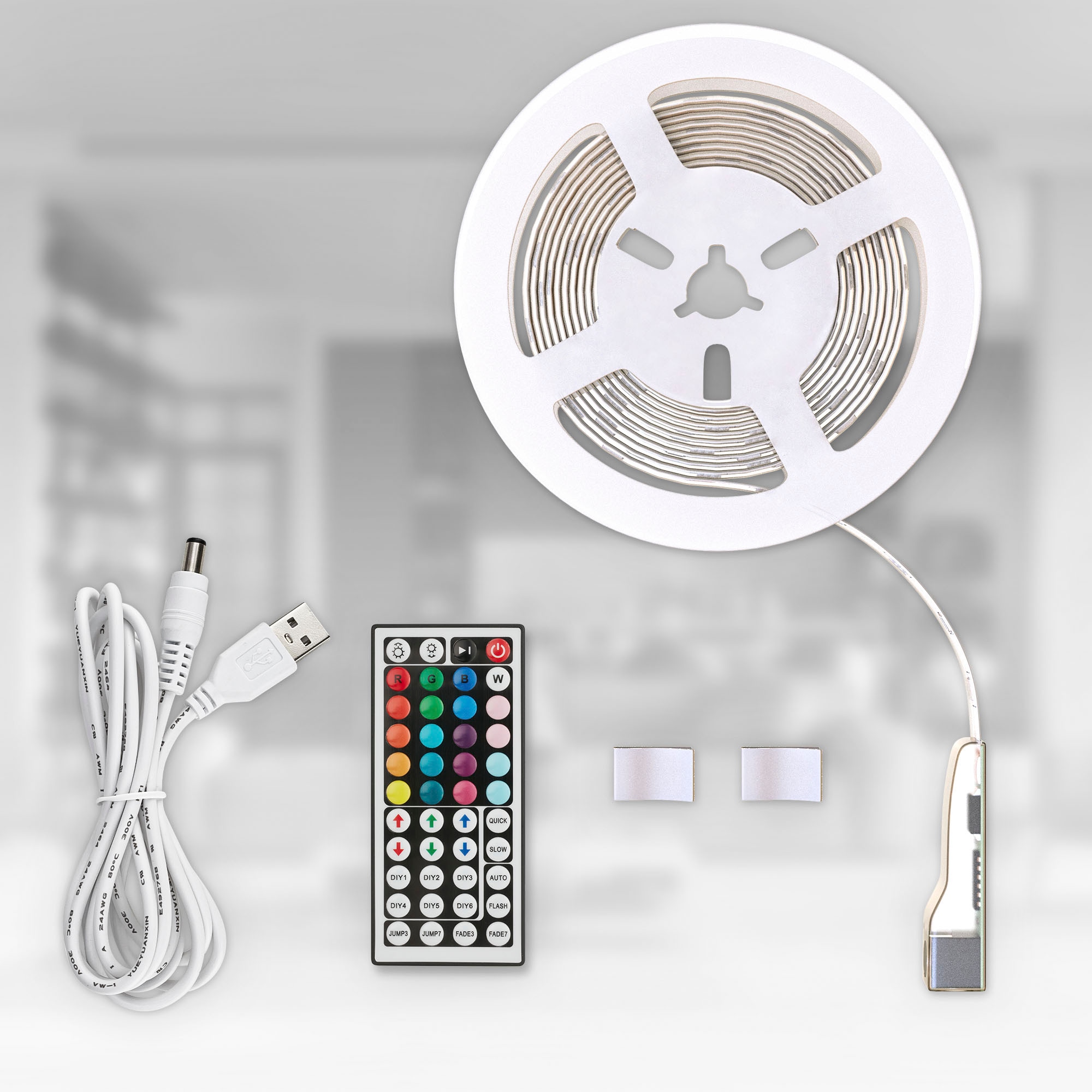 B.K.Licht LED-Streifen »USB LED Strip«, 150 St.-flammig, Lichtleiste, mit Fernbedienung, selbstklebend
