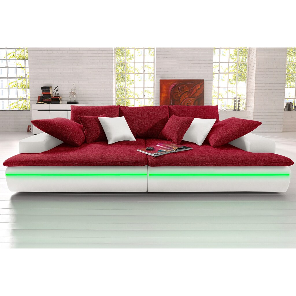 Mr. Couch Big-Sofa »Haiti«, wahlweise mit Kaltschaum (140kg Belastung/Sitz) und RGB-Beleuchtung