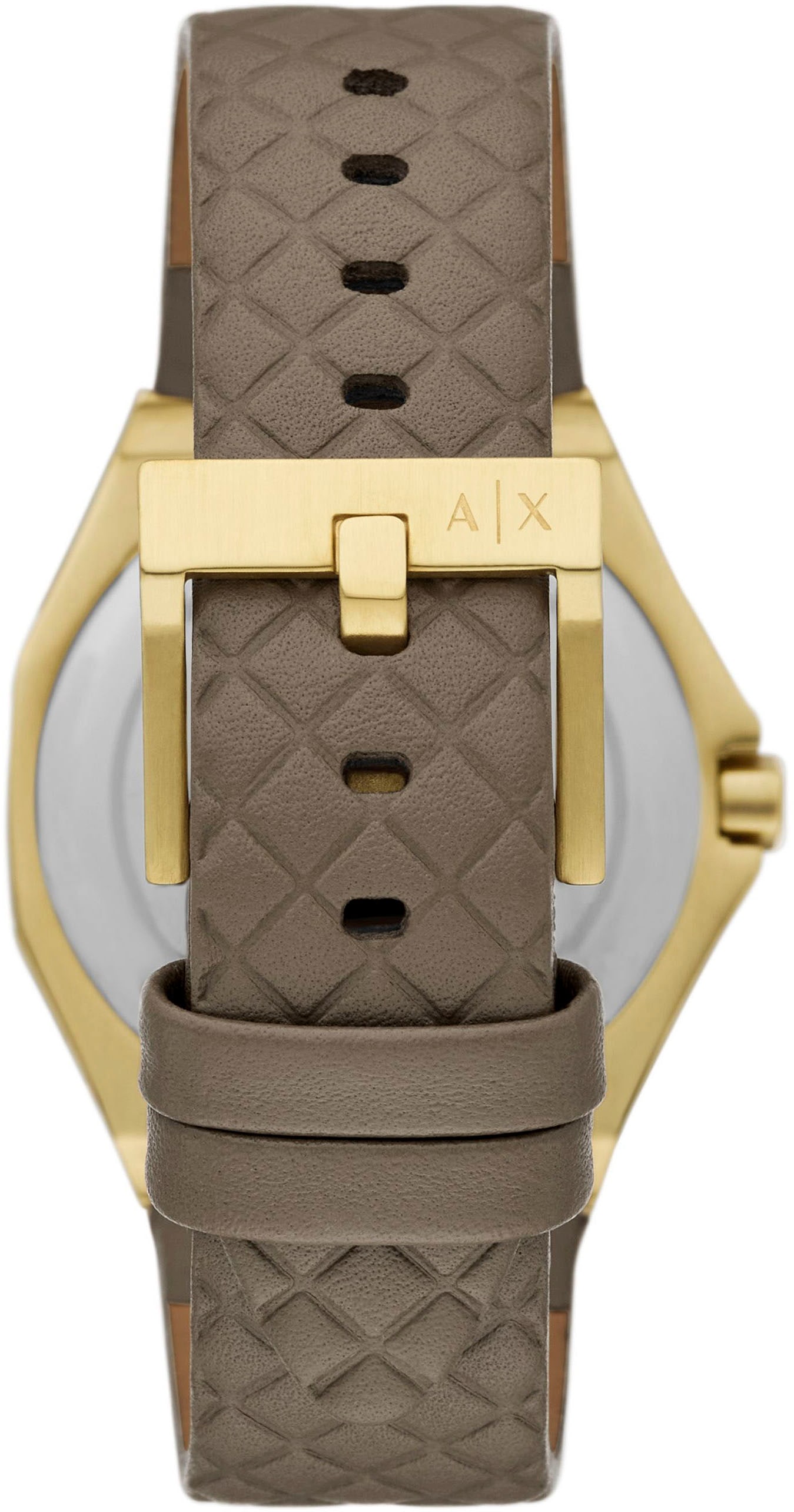 ARMANI EXCHANGE Quarzuhr, Armbanduhr, Damenuhr, Lederarmband, analog, Glassteine