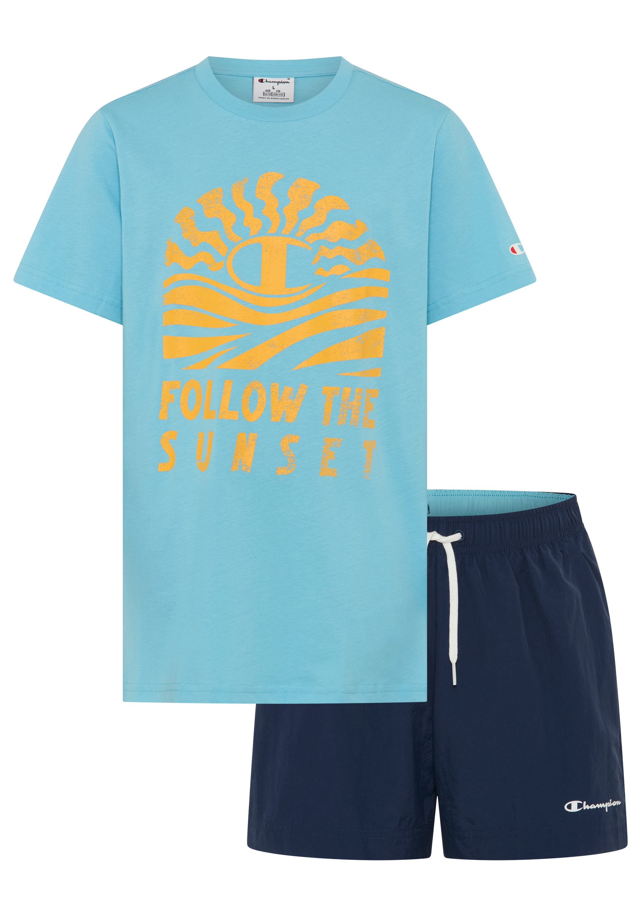 Champion T-Shirt & Shorts "Kids Beach Set" 2 2-teiliges Set, für Kinder und Jugendliche, aus Baumwolle