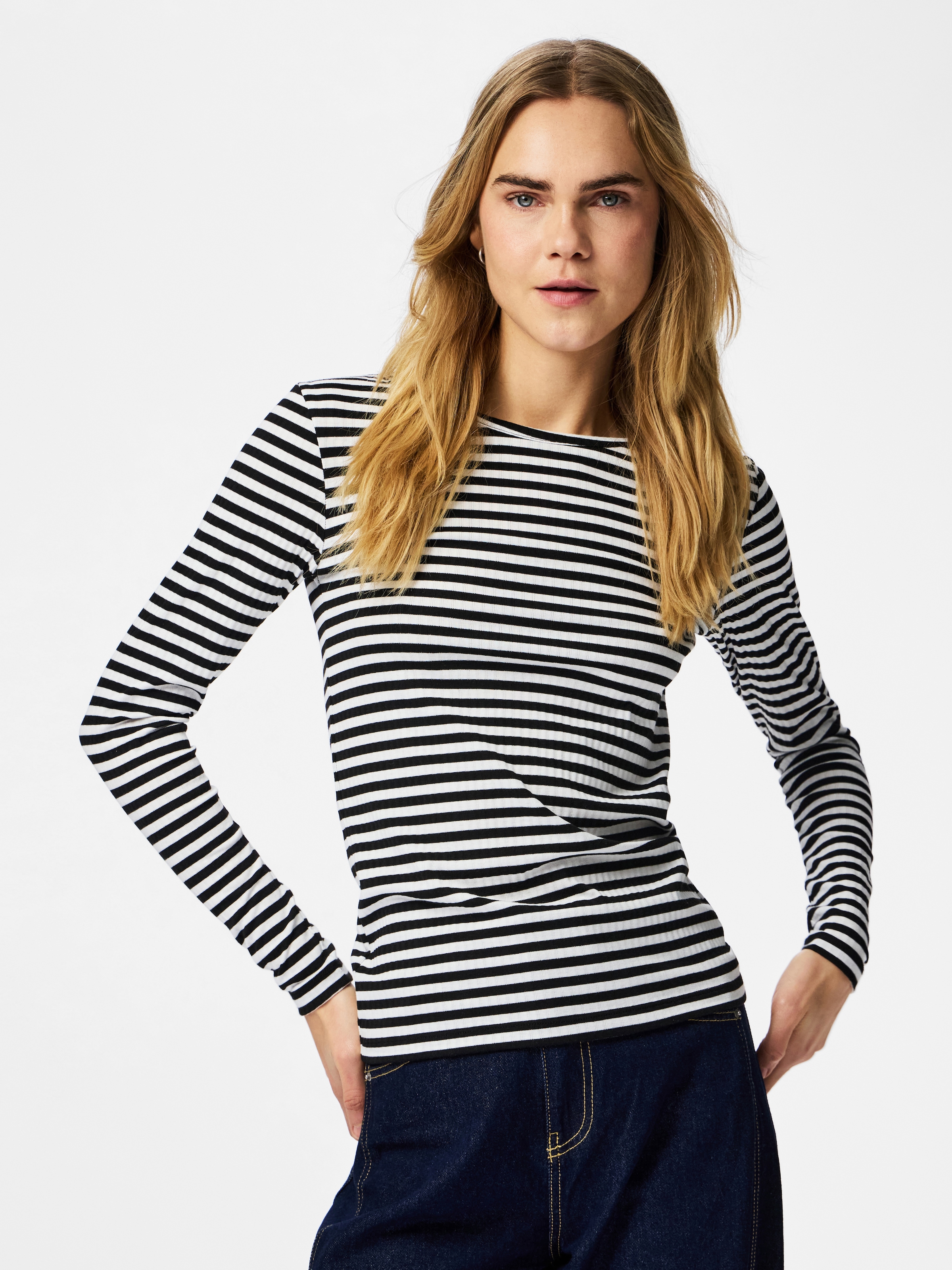pieces Langarmshirt »PCLAYA LS TOP JRS NOOS« Materialmix, regular fit