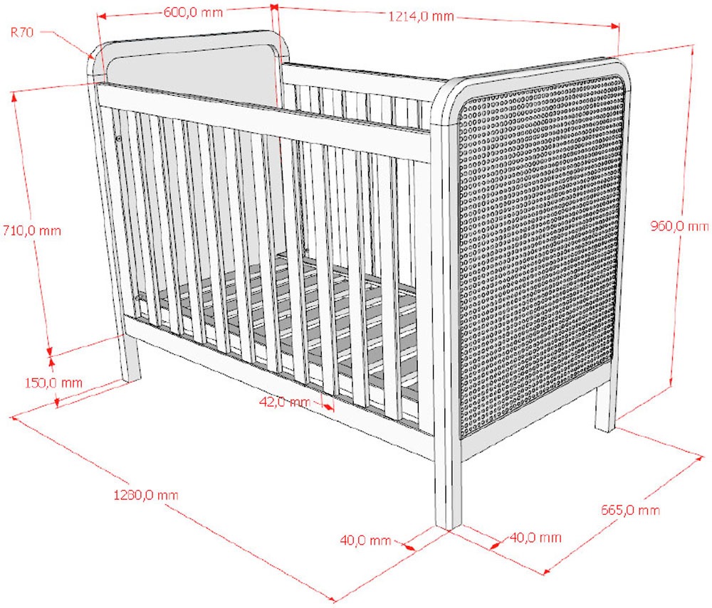 Vipack Babymöbel-Set »Woods best. aus Babybett 60x120 cm und Wickelregal« 2 tlg. geräumige Ablageflächer, Bett wahlweise mit Rattan oder Bouclé Optik