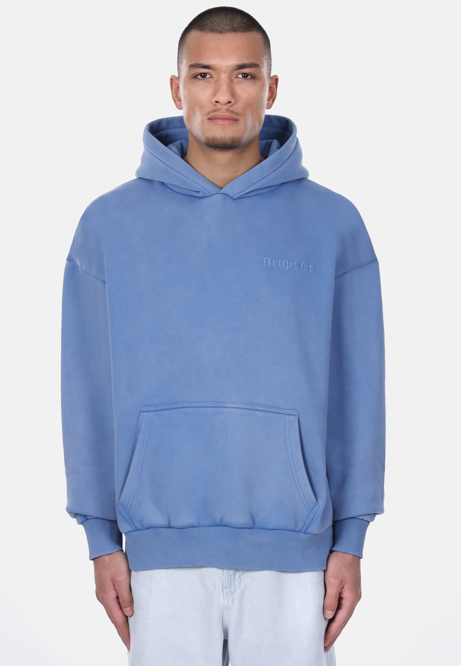 Dropsize Heavy Oversize Embo Hoodie Blau Gr. S 3