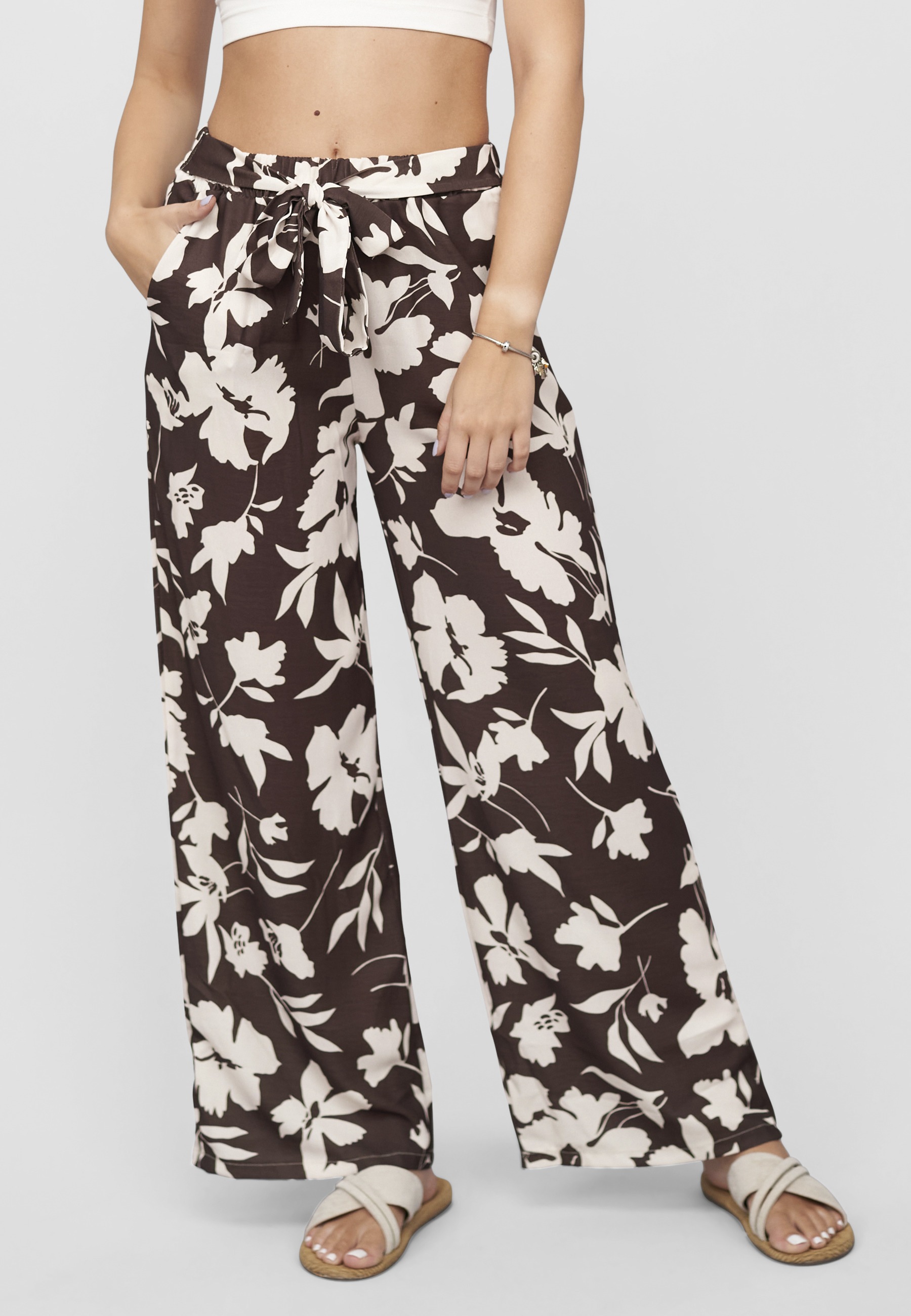 CLOUD 5IVE Stoffhose »CLOUD 5IVE Pants with tie belt and aop flower print«