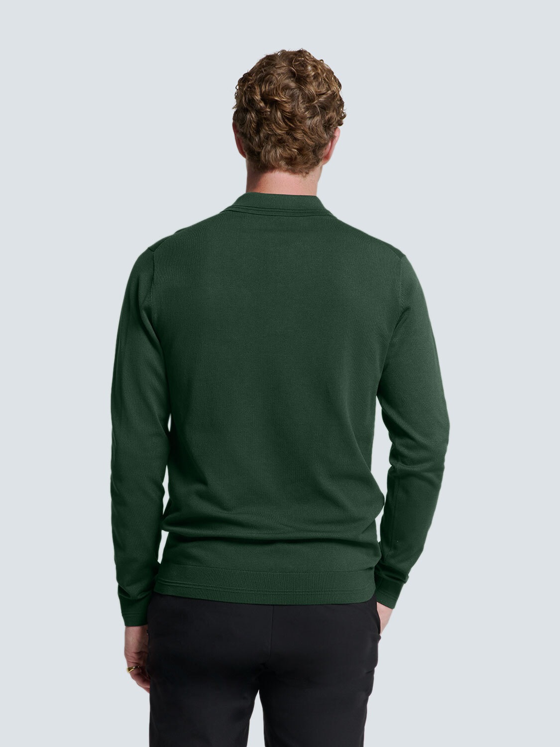NO EXCESS Rundhalspullover »No Excess Langärmeliger Polo-Pullover«