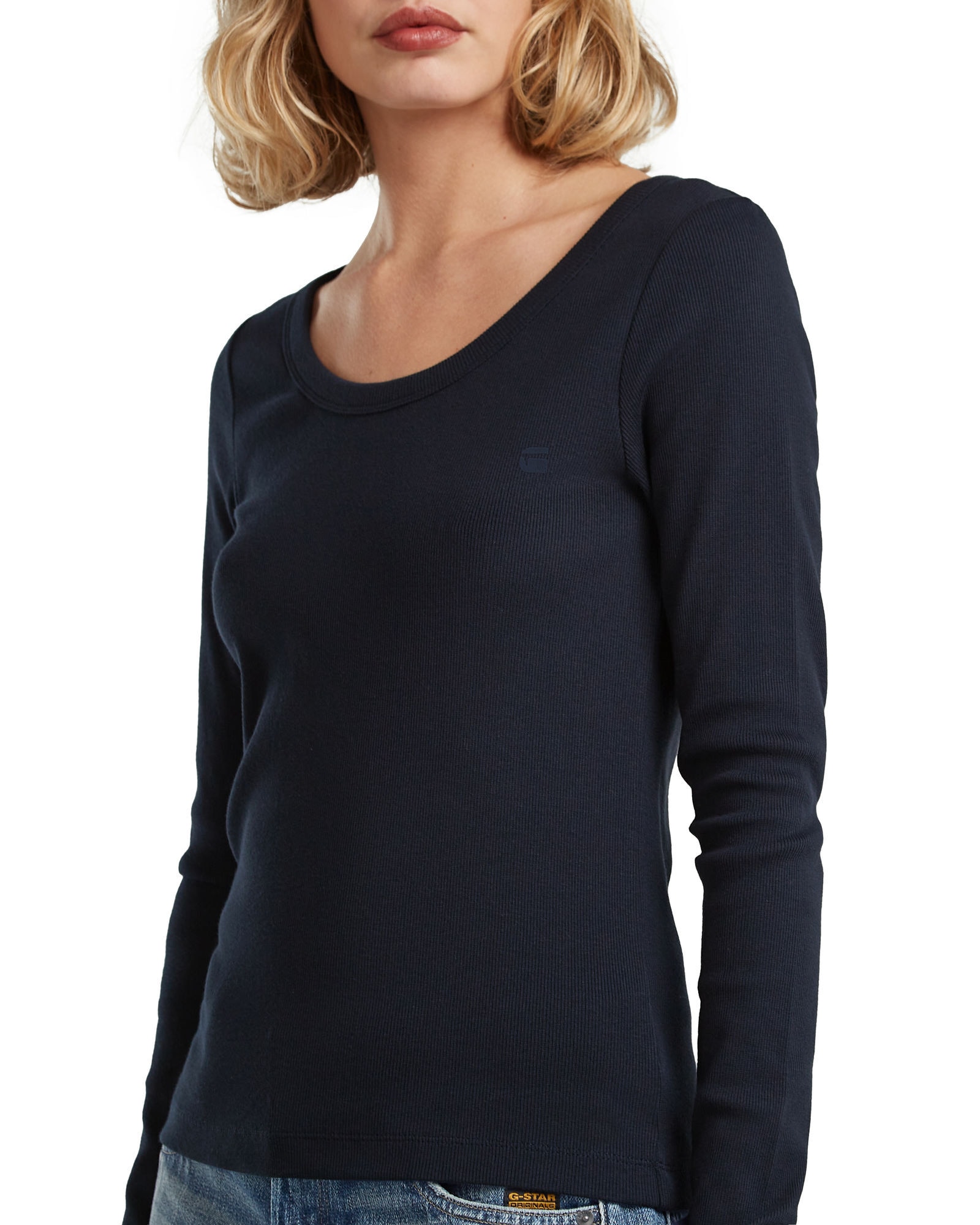 G-STAR T-Shirt »Slim Rib Open Neck T-Shirt«