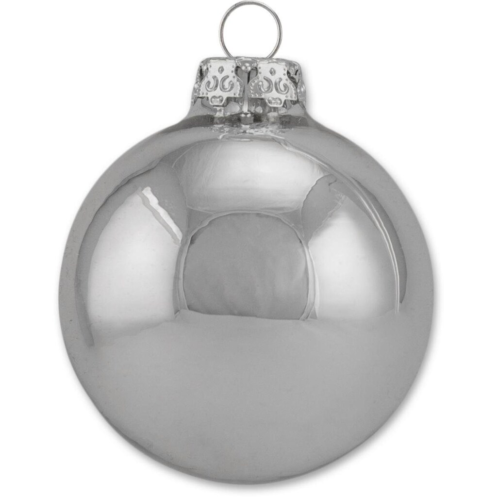 Thüringer Glasdesign Weihnachtsbaumkugel »Silber Glanz, Weihnachtsdeko, Christbaumschmuck, Christbaumkugeln Glas«, (Set, 12 St.)