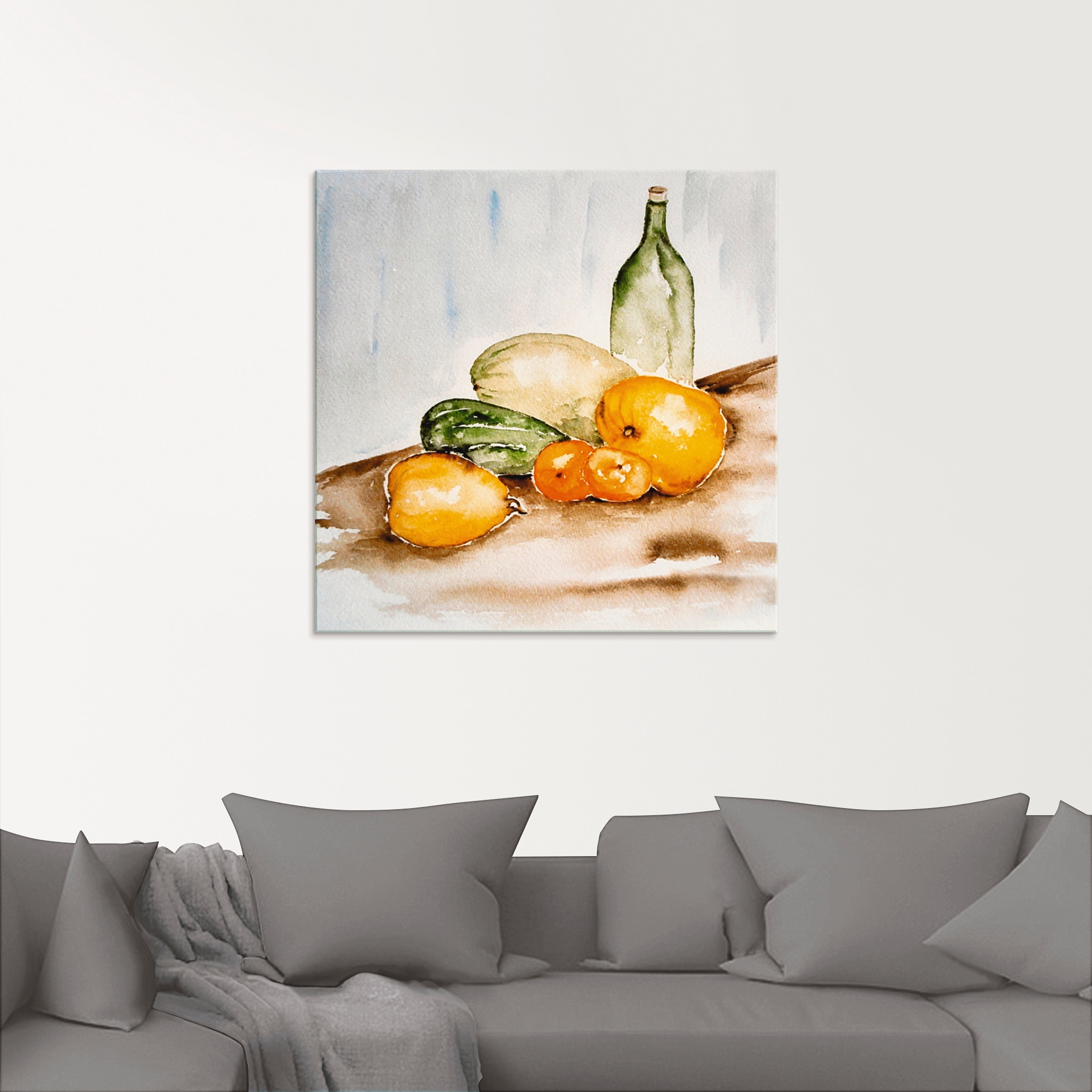 Artland Glasbild »Obst und Gemüse Aquarell«, Lebensmittel, (1 St.), in verschiedenen Größen