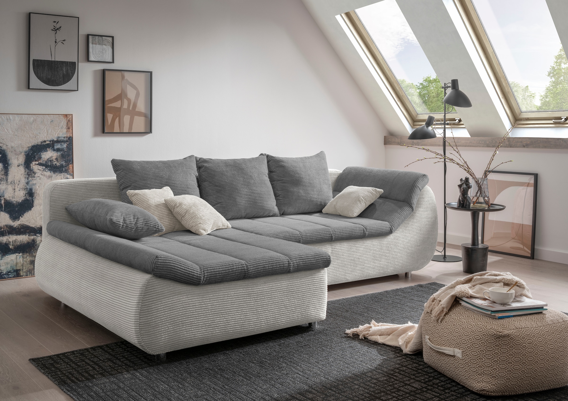 Home affaire Ecksofa "Imola, bequem, aktuelle Steppung im Sitz, L-Form, Breite 270cm" wahlweise mit Bettfunktion