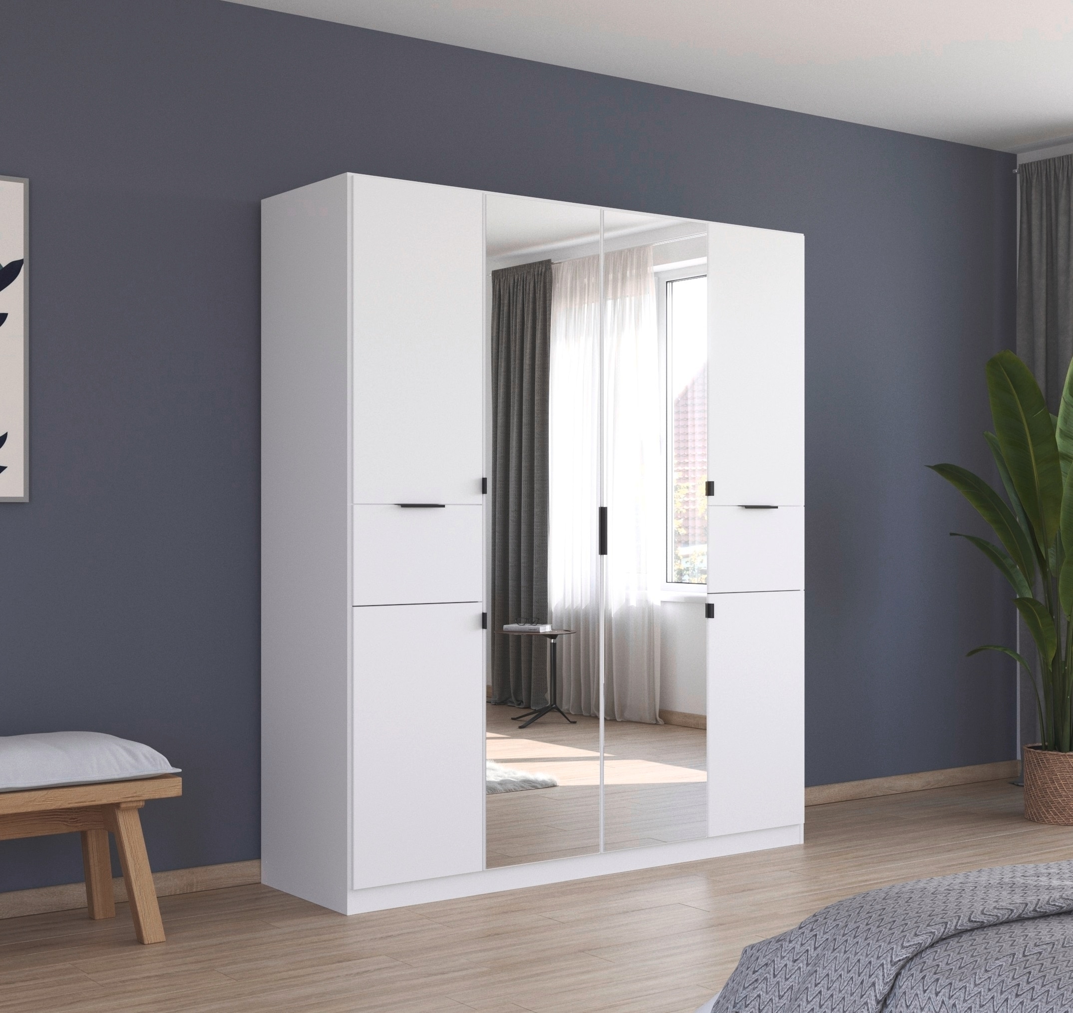 rauch Drehtürenschrank »Kleiderschrank Schrank Garderobe Wäscheschrank TICAO« Schubladen in der Höhe variabel positionierbar,  mit 2 geräumigen Schubladen, viel Stauraum MADE IN GERMANY