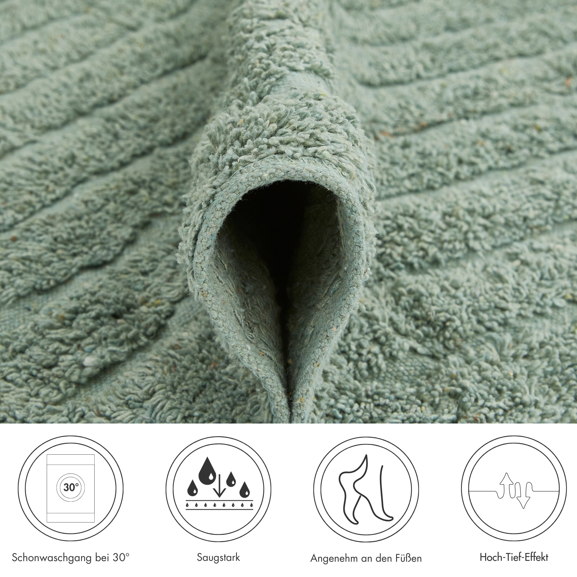 Thumbnail - Andiamo Badematte "Havanna, 50x80 cm" Höhe 7,5 mm fußbodenheizungsgeeignet schnell trocknend Badteppich, Uni Farben, Ho...