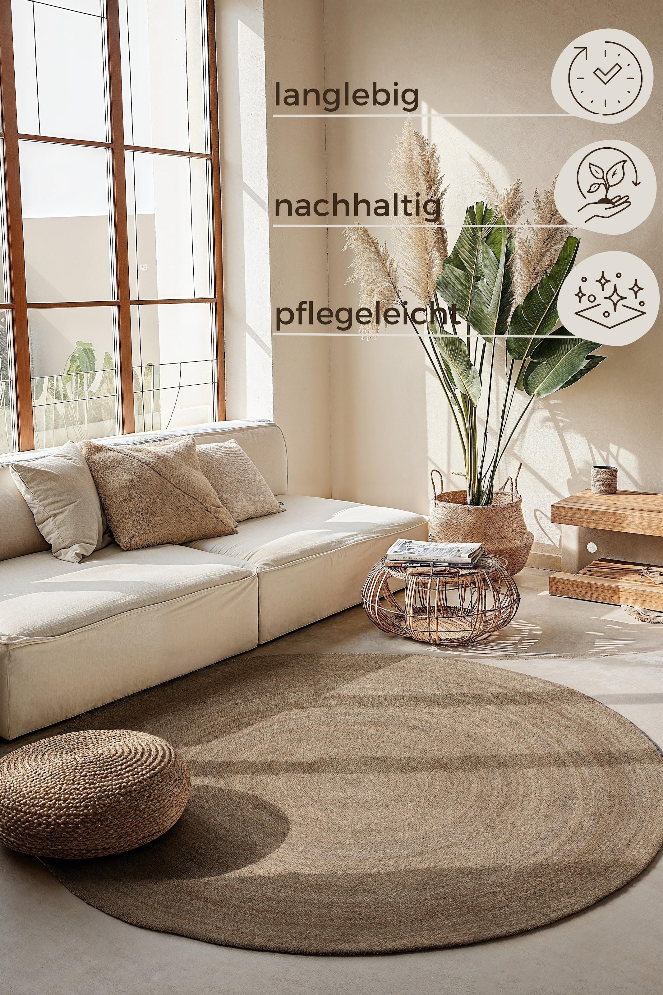 HANSE Home Teppich »Rangpur Juteteppich«, rund, 10 mm Höhe, Handgewebt, 100% Jute, Natur, Wohnzimmer, Flur, Boho, Skandi