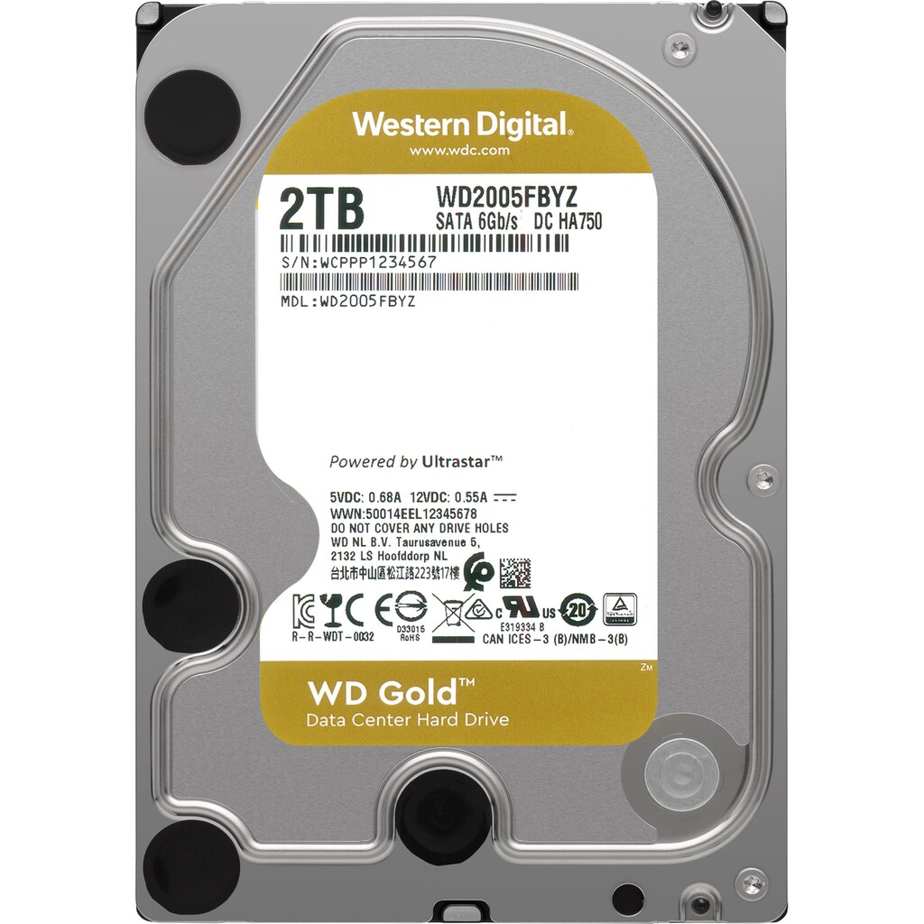 Western Digital HDD-Festplatte »WD Gold«, 3,5 Zoll, Anschluss SATA, SATA Enterprise-Klasse, Bulk