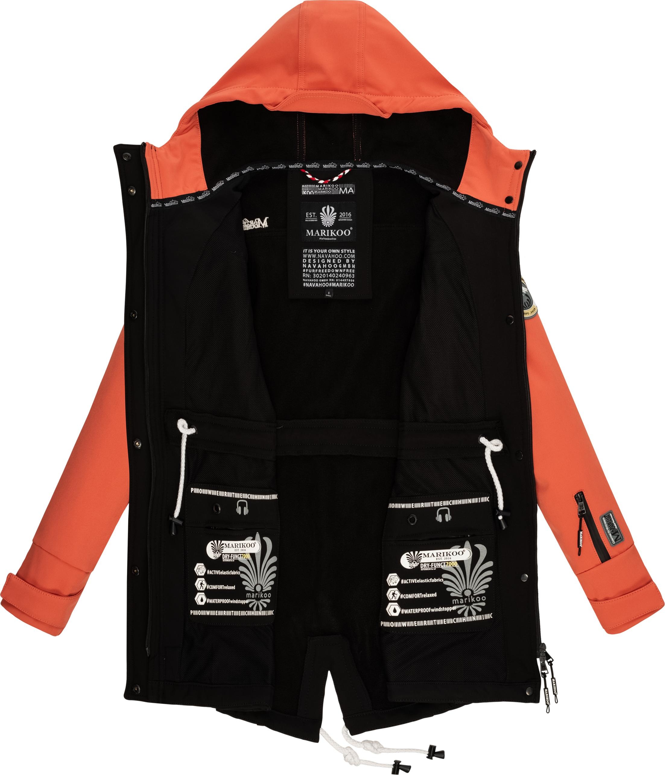Marikoo Funktionsmantel »Zimtzicke«, Wasserdichter Softshell Parka mit Kapuze