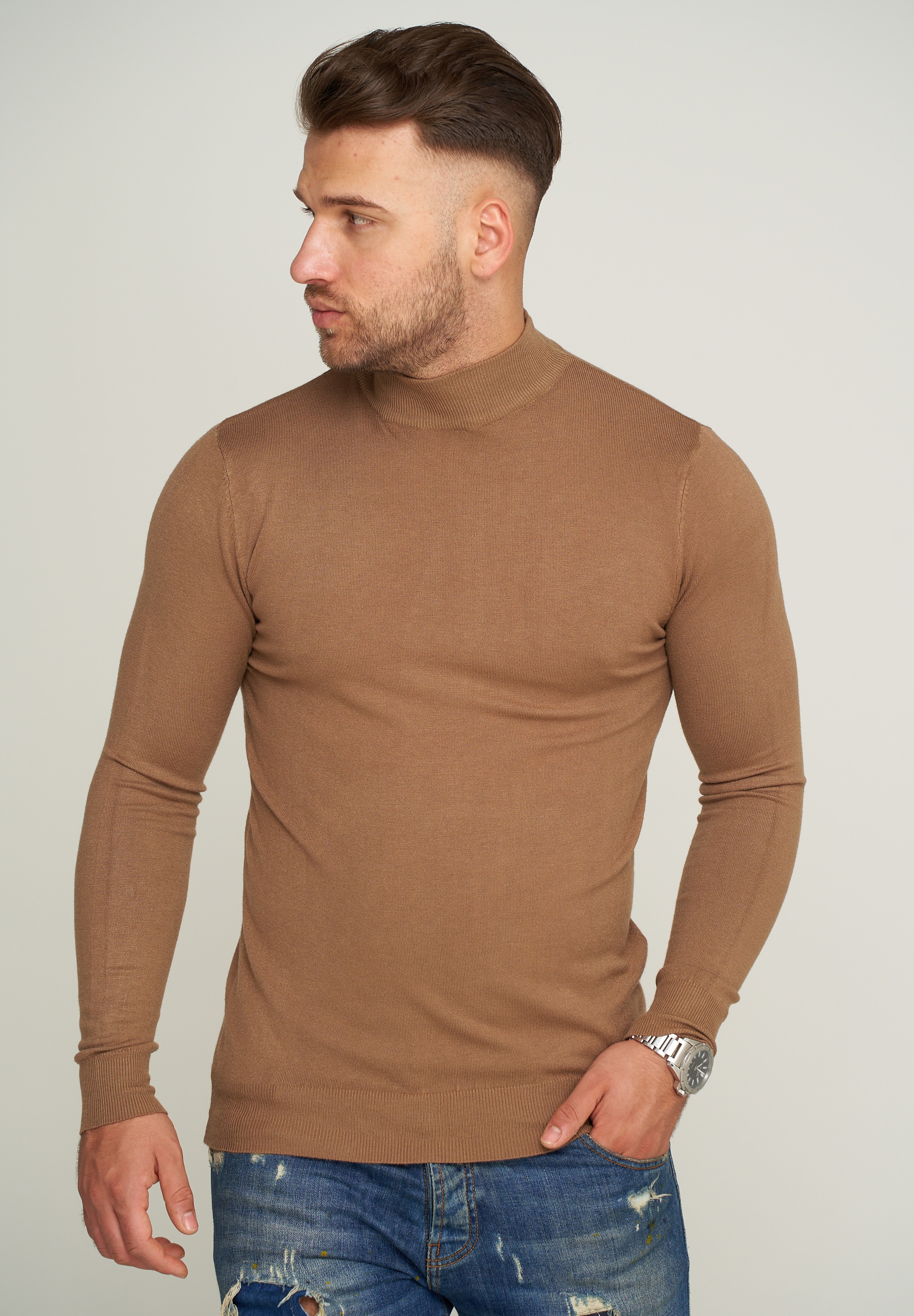 behype Strickpullover »MKBONI«, mit kurzem Stehkragen