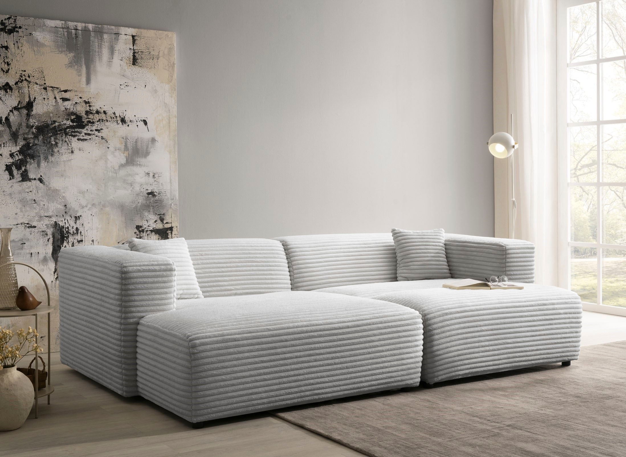 andas Polsterecke »BAKELS, Ecksofa-Set mit Hocker, L-Form mit Schlaffunktion«, Ecksofa-Set (incl. Hocker) im trendigen Megacord