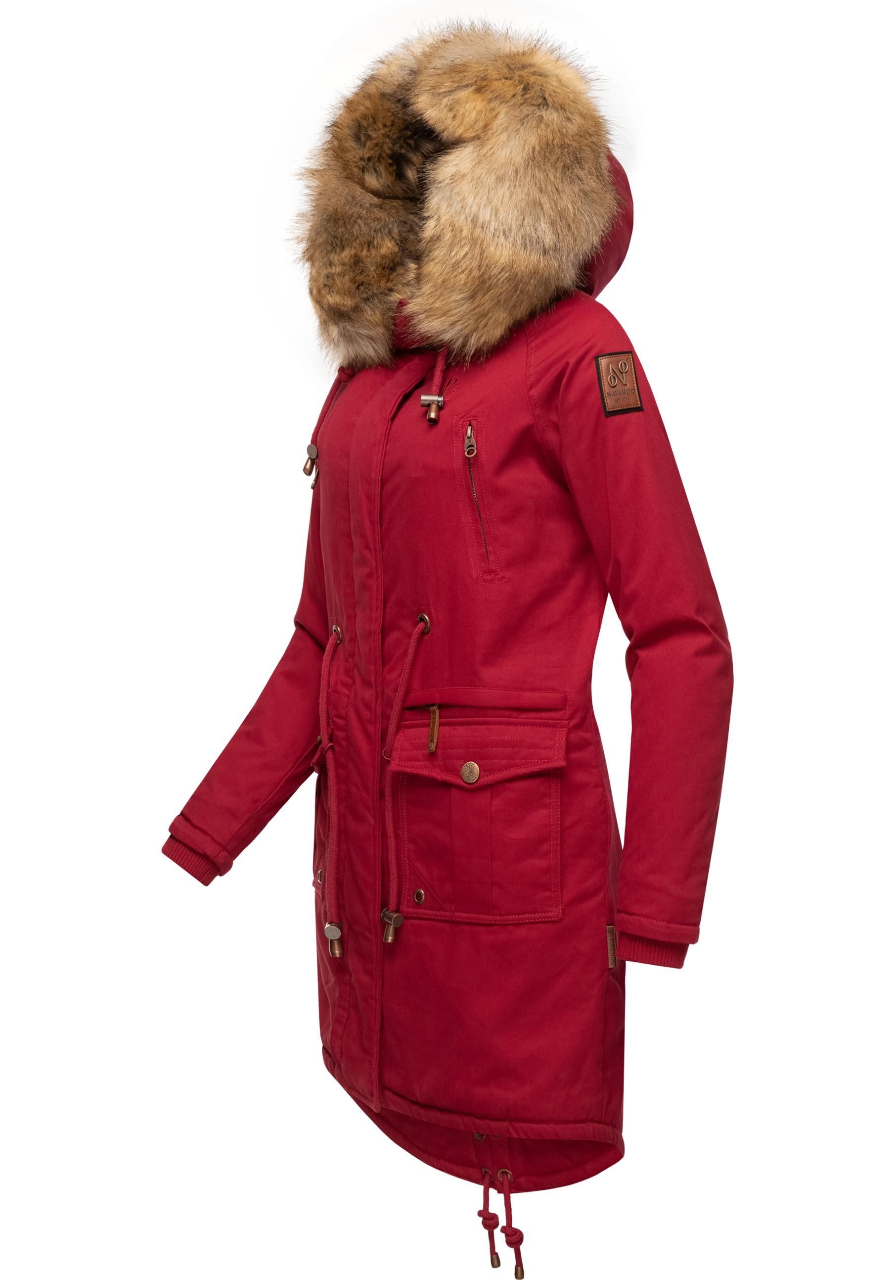 Navahoo Wintermantel »Rosinchen«, stylischer Damen Winter Baumwollparka mit Kunstfell
