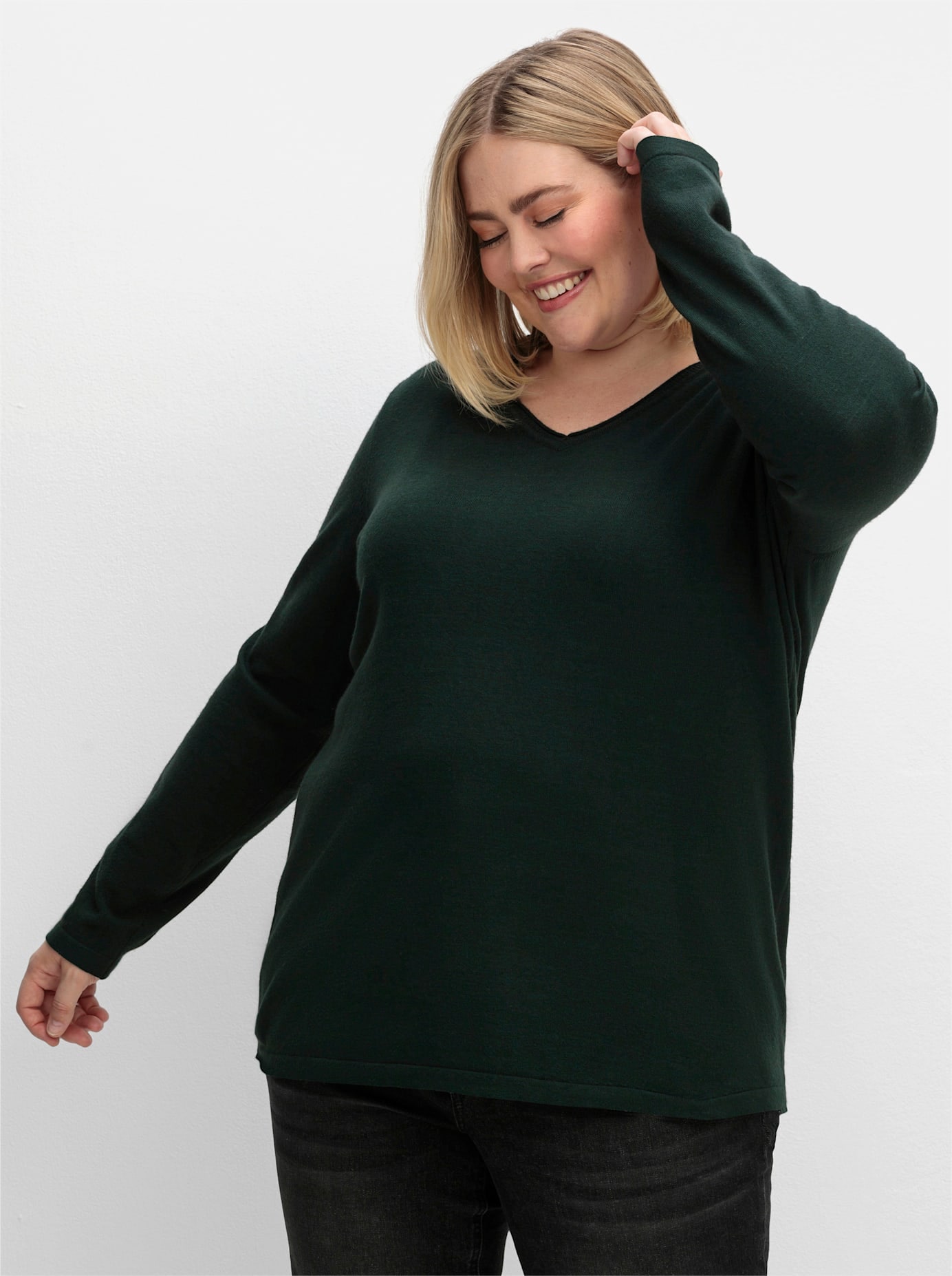 Sheego V-Ausschnitt-Pullover "V-Ausschnitt-Pullover" günstig online kaufen