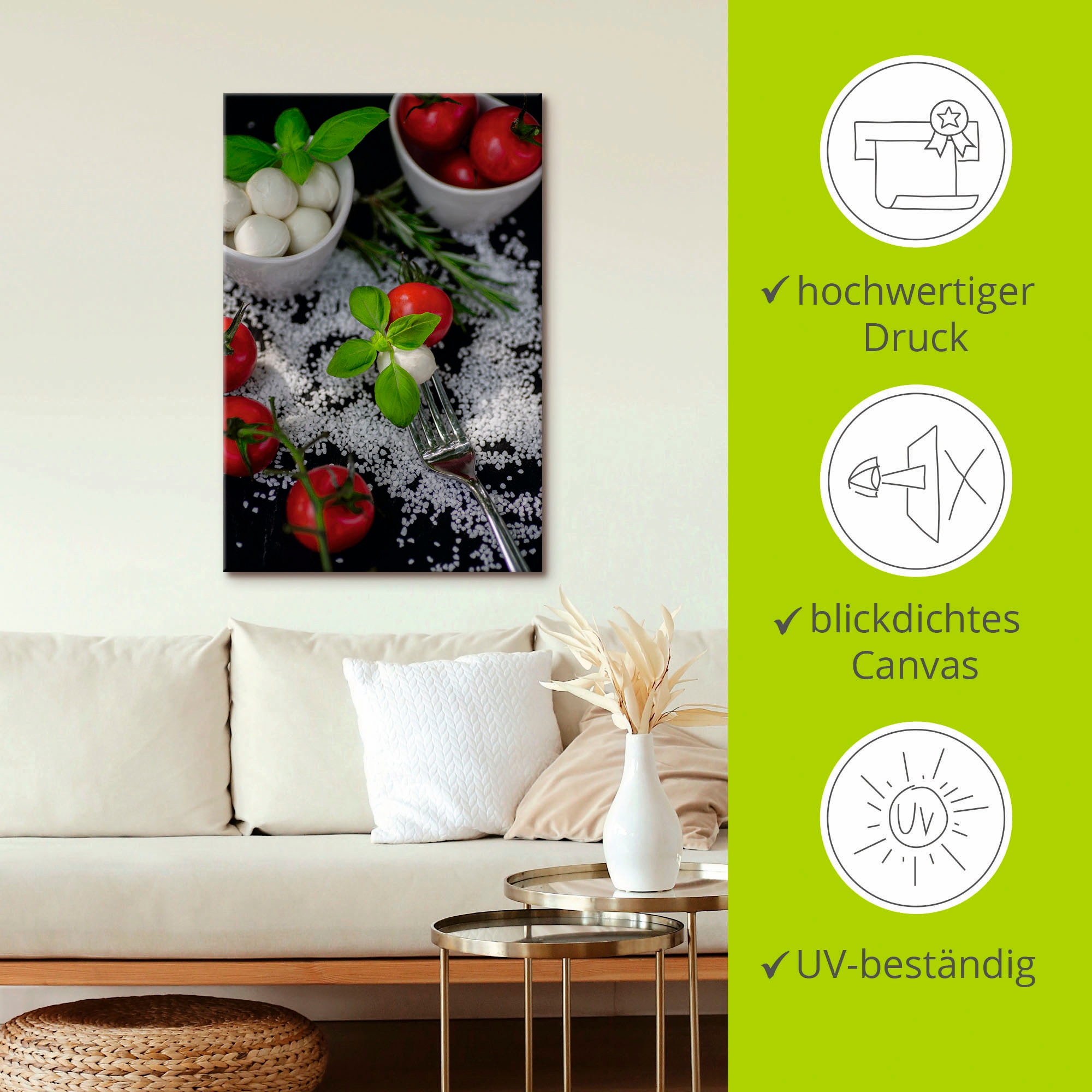Artland Wandbild »Mediterranes aus der Küche«, Lebensmittel, (1 St.), als Leinwandbild, Wandaufkleber in verschied. Größen