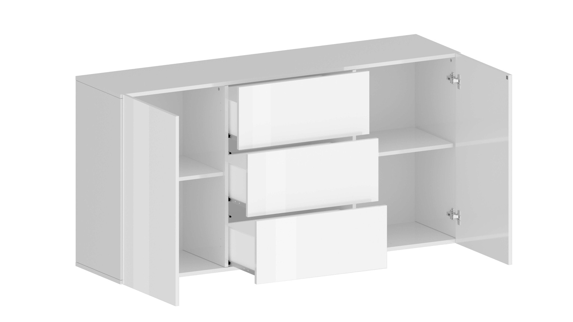 INOSIGN Sideboard »Egypt, Kommode, Schrank, Kredenz, grifflos«, 2 Türen, 3 Schubkästen, kompl. Hochglanz lackiert Breite 160