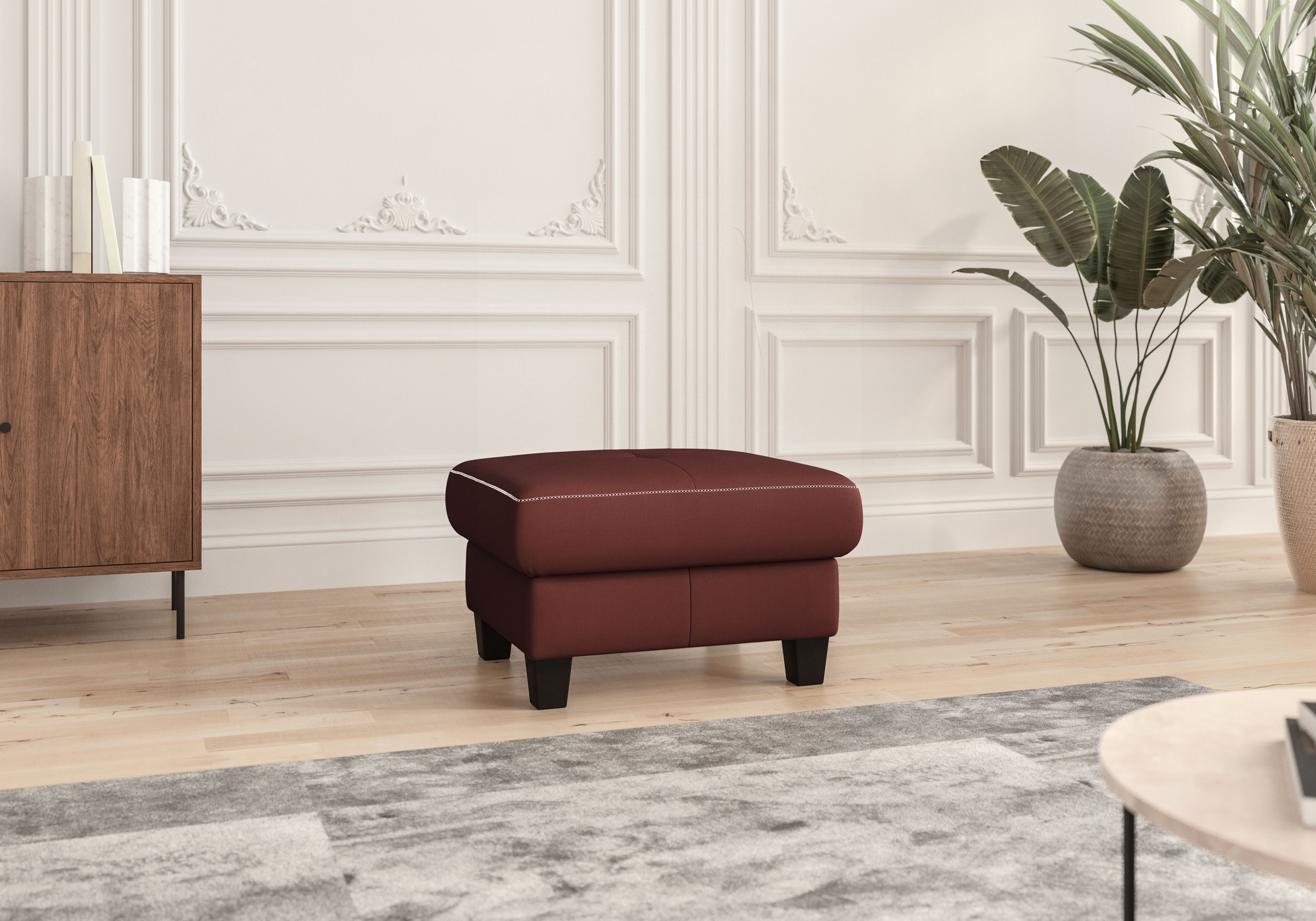 Places of Style Polsterhocker »Varese«, Kreuznaht in beige