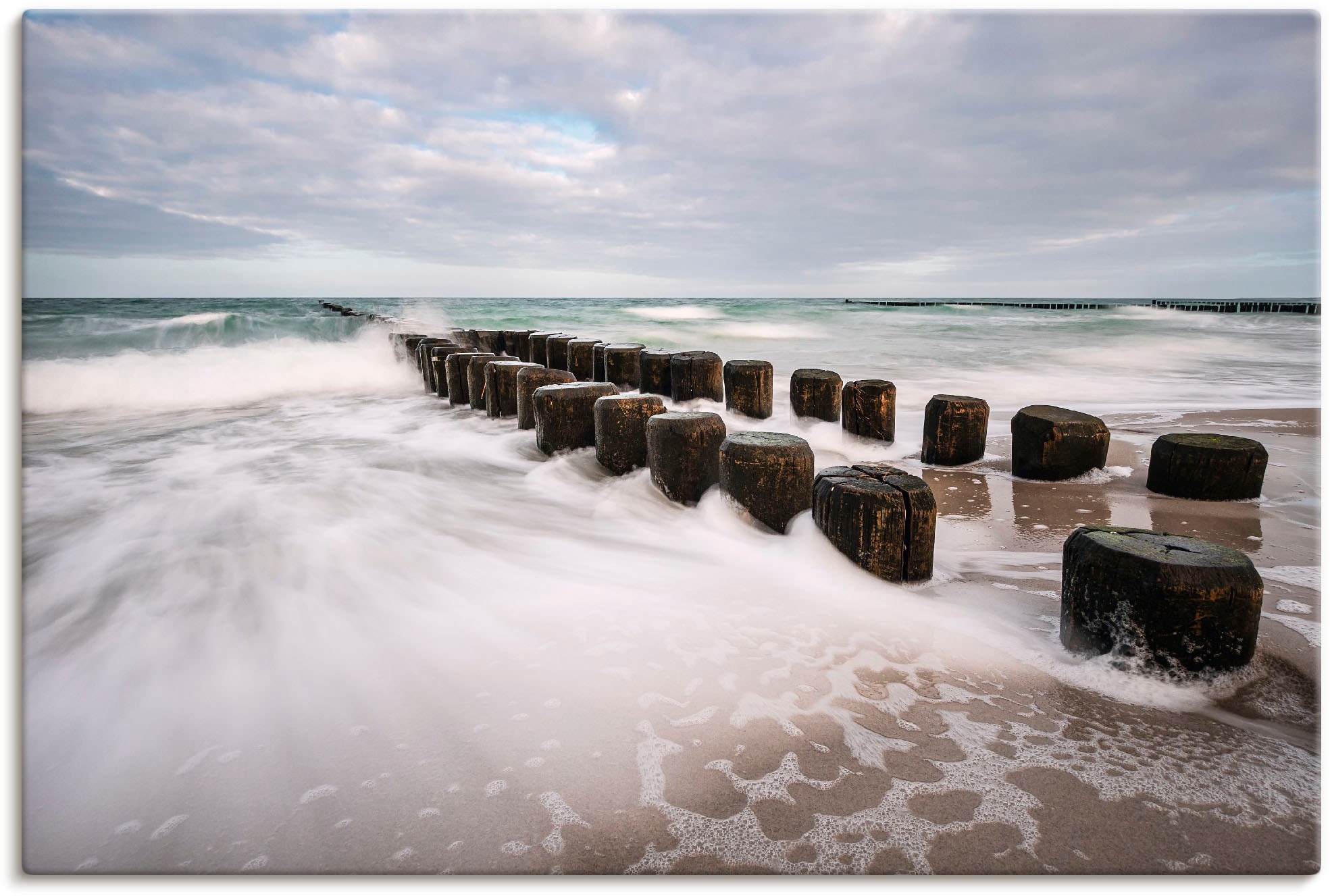 Artland Wandbild "Buhnen an Ostsee an stürmischen Tag", Küstenbilder, (1 St günstig online kaufen