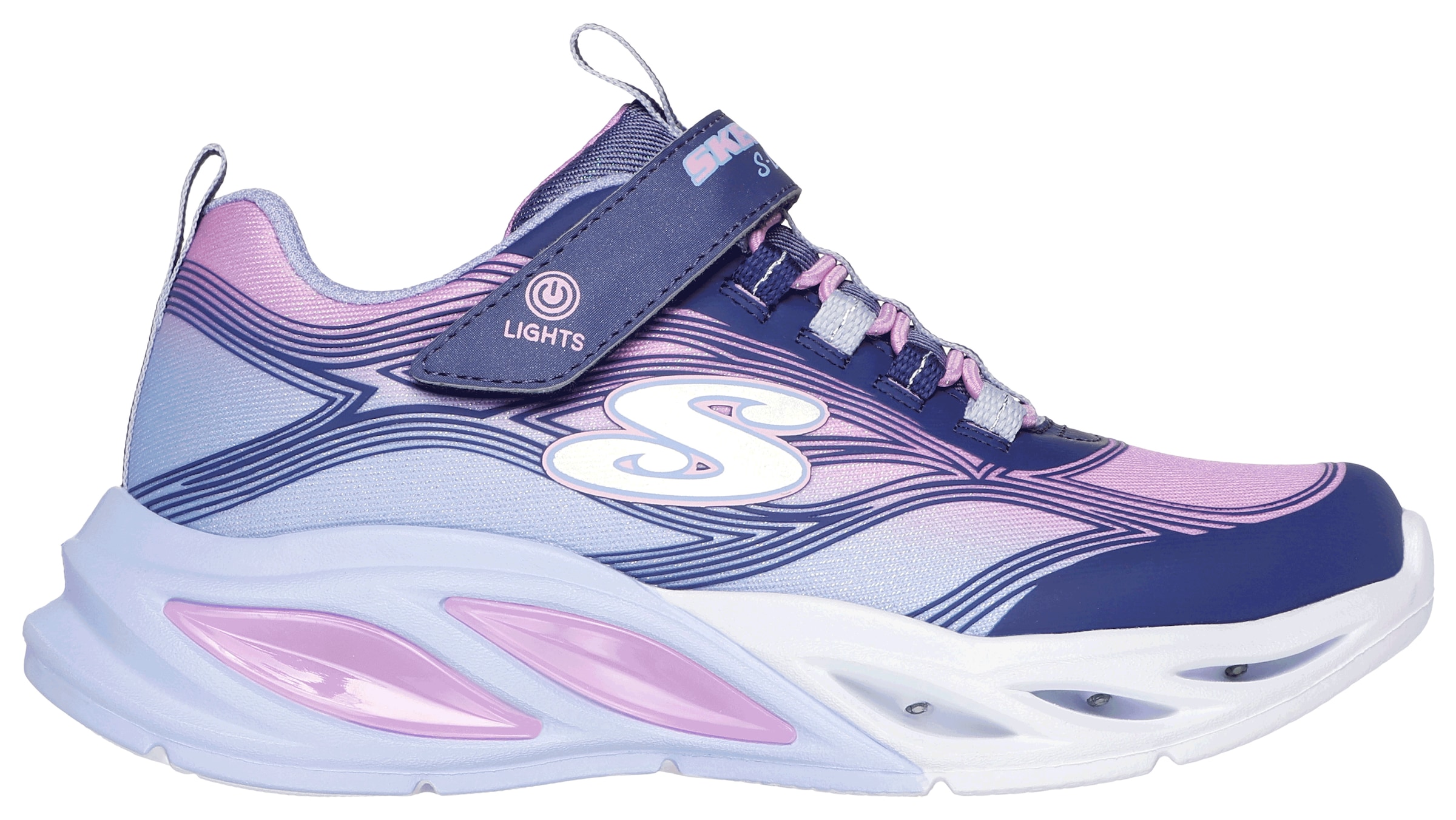 Skechers Sneaker »COSMIC GLOW LIGHTS«, Blink,-Klettschuh mit Glitzer, Größenschablone zum Download