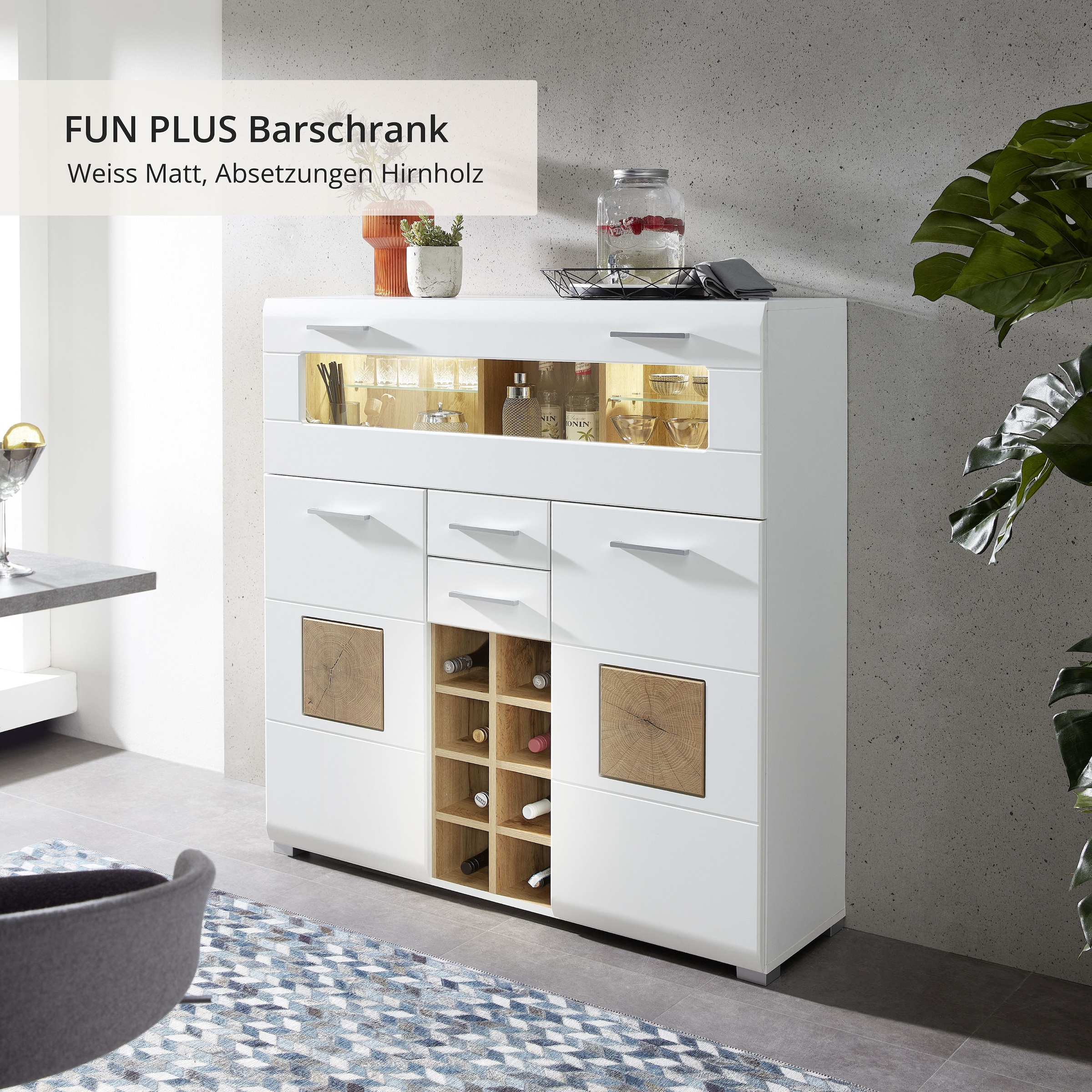 Innostyle Barschrank »FUN PLUS, TOPSELLER!«, (Barschrank), Maße: 120 x 129 x 37 cm (B/H/T), mit LED-Beleuchtung