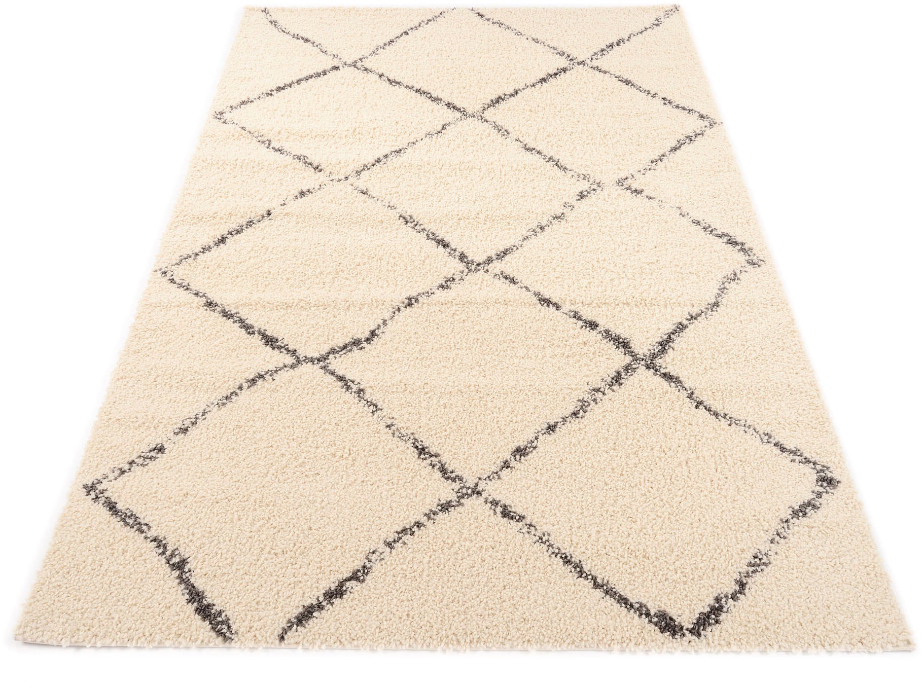 Hochflor-Teppich OCI DIE TEPPICHMARKE "Stockholm", beige (creme), B:80cm H:30mm L:150cm, Kunstfaser, Teppiche, Langflor, Shaggy, Wohnzimmer