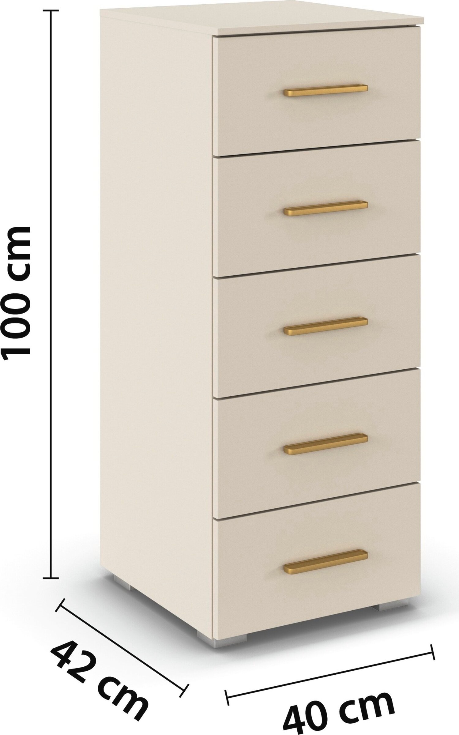 OTTO home Schubkastenkommode »Highboard Sideboard Kommode SCHNELLMONTAGESYSTEM ZELLARA« 5 geräumigen Schubladen, Griffe Gold aus Metall MADE IN GERMANY