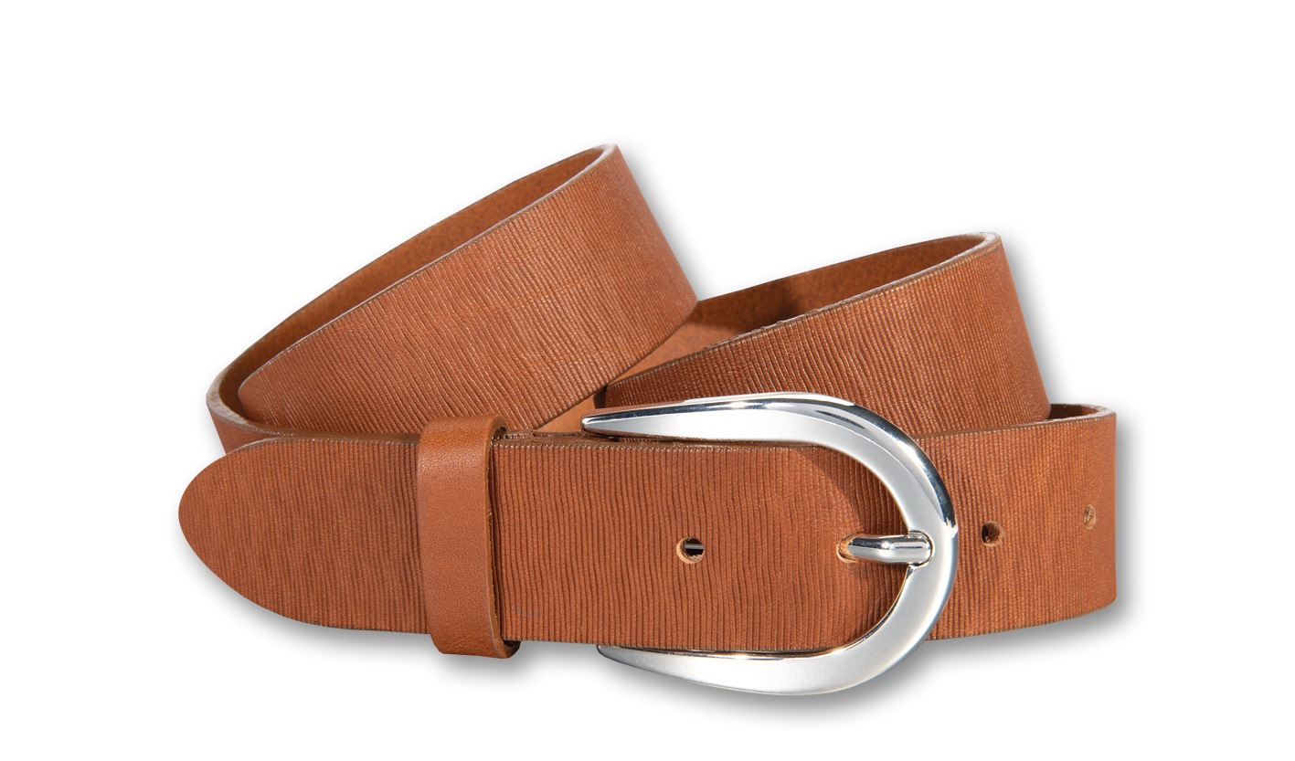 Ledergürtel SILBERGIFT "Ledergürtel mit silber-glänzender Designschließe", Damen, Gr. 105, cognac, Rindsleder, Gürtel Ledergürtel