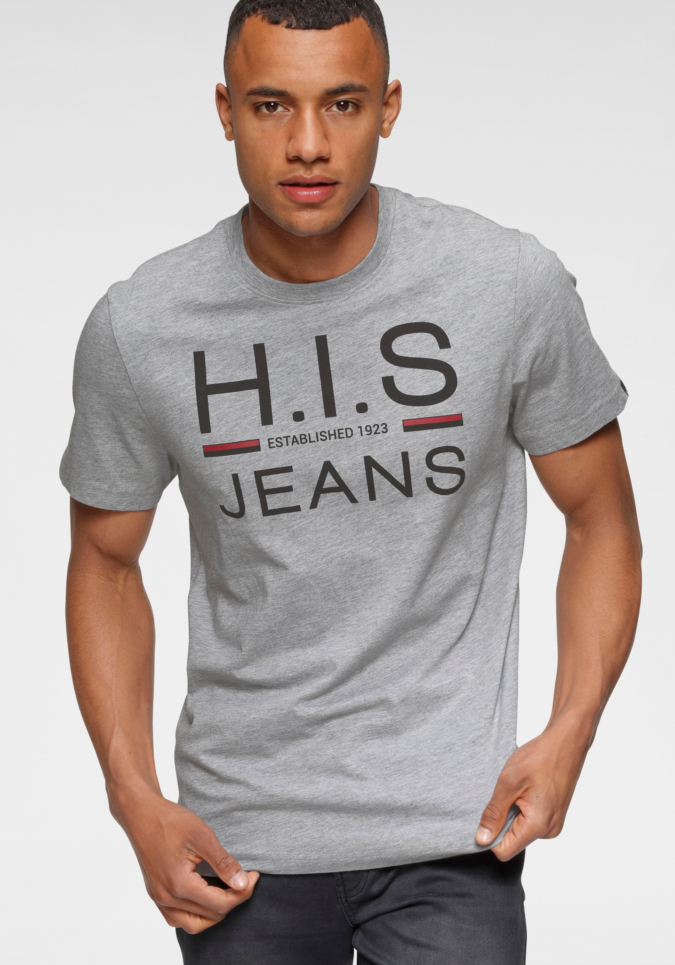 H.I.S Rundhalsshirt, (Packung, 2er-Pack), schmal geschnitten, bedrucktes Design, Rundhals, aus Baumwolle